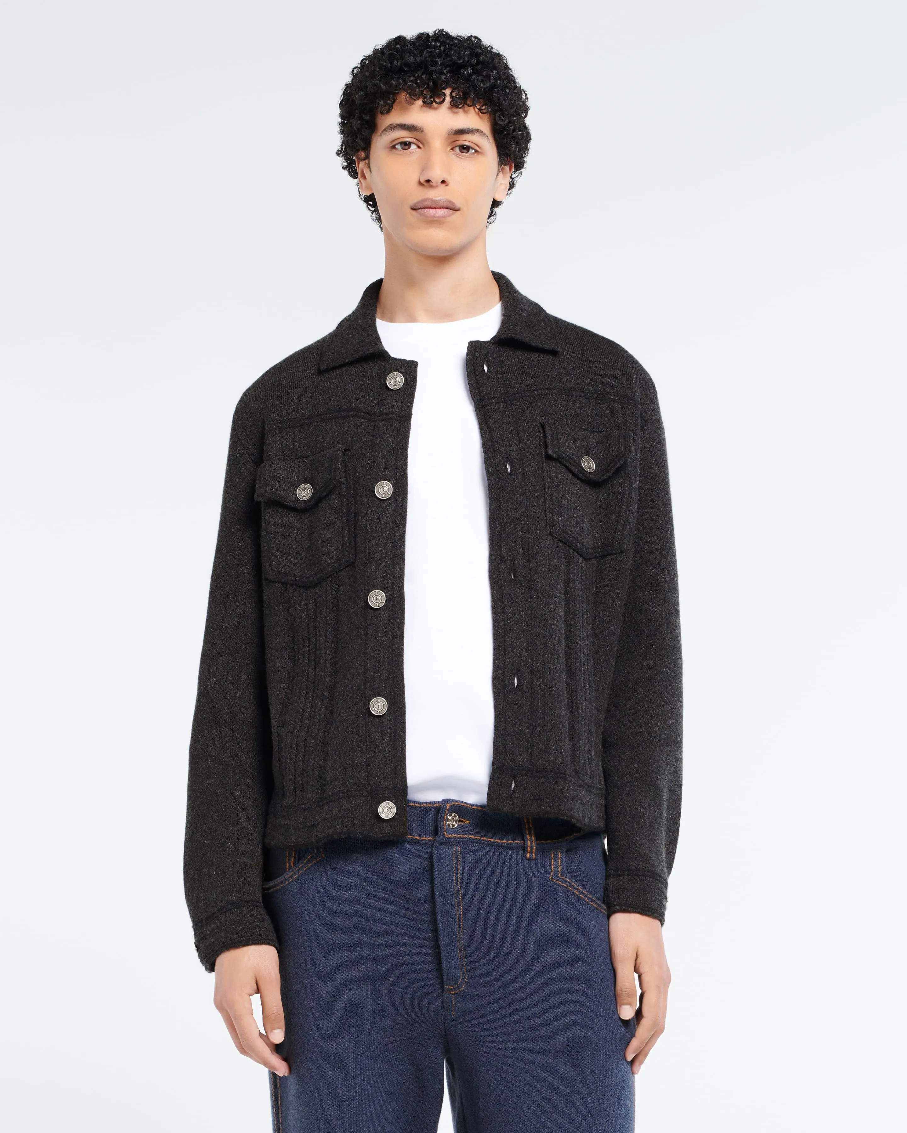 Veste Denim ajustée en cachemire et coton sold by Barrie product image thumbnail 3