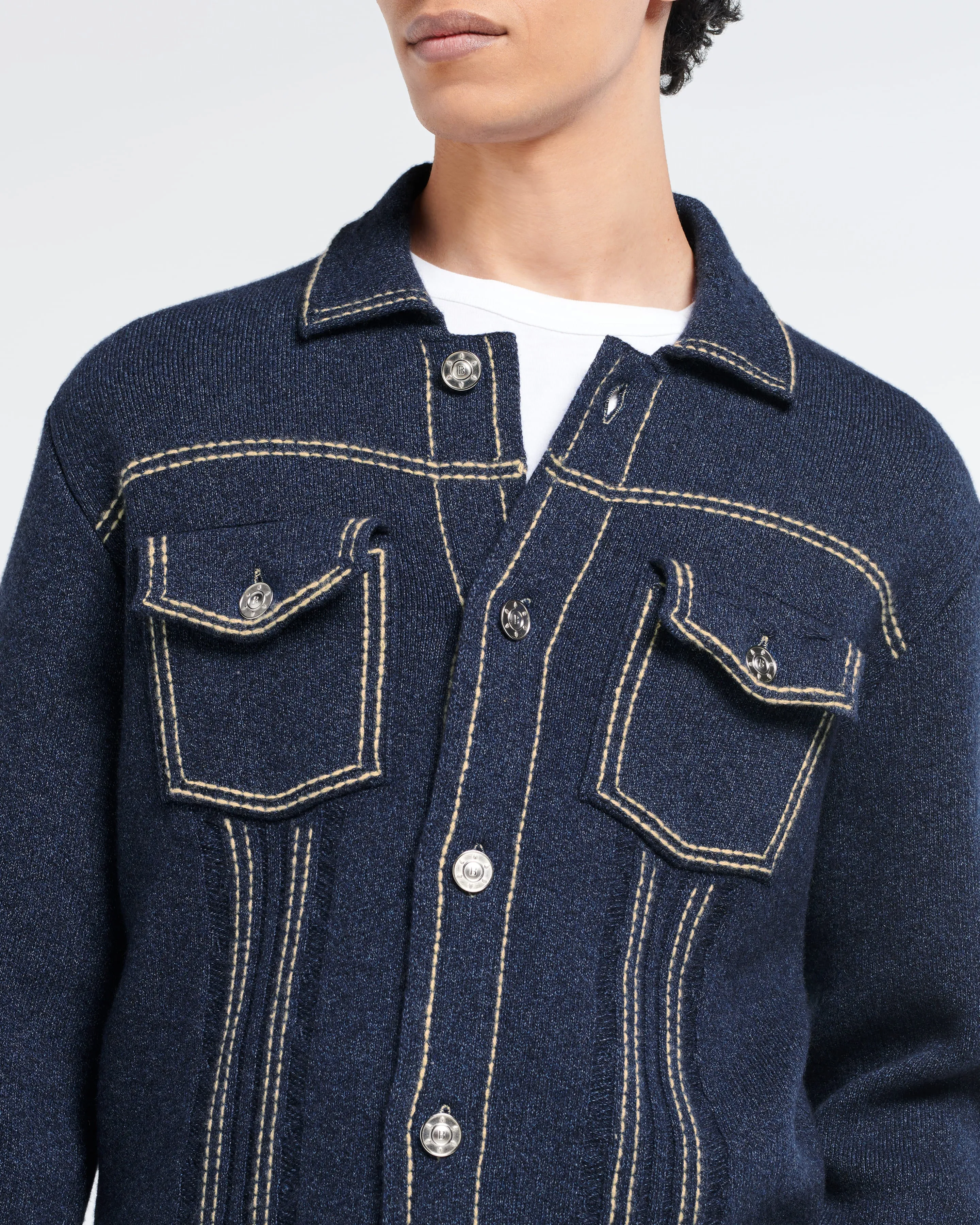 Veste Denim ajustée en cachemire et coton sold by Barrie product image thumbnail 2