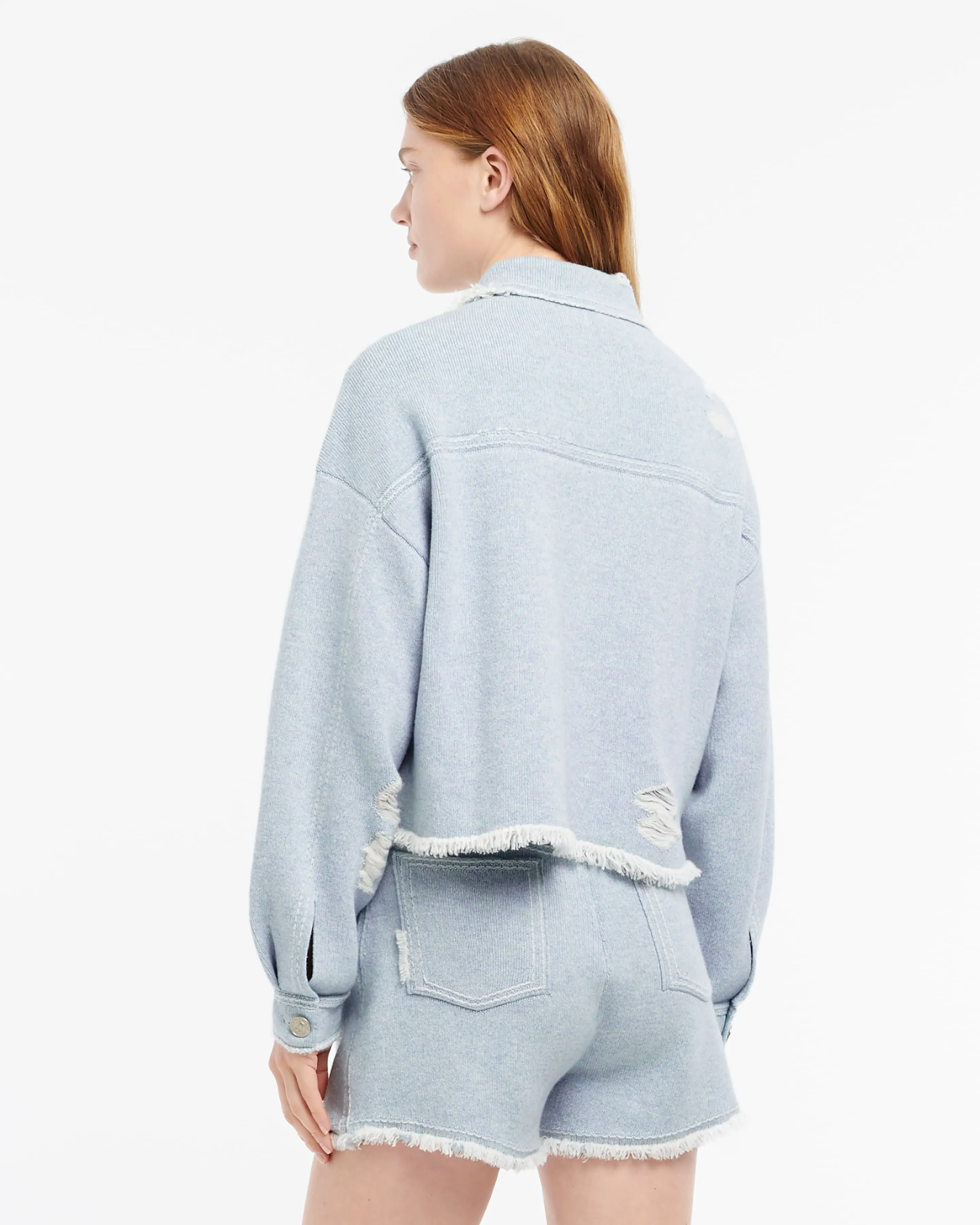 Veste Denim à franges en cachemire et coton sold by Barrie product image thumbnail 4