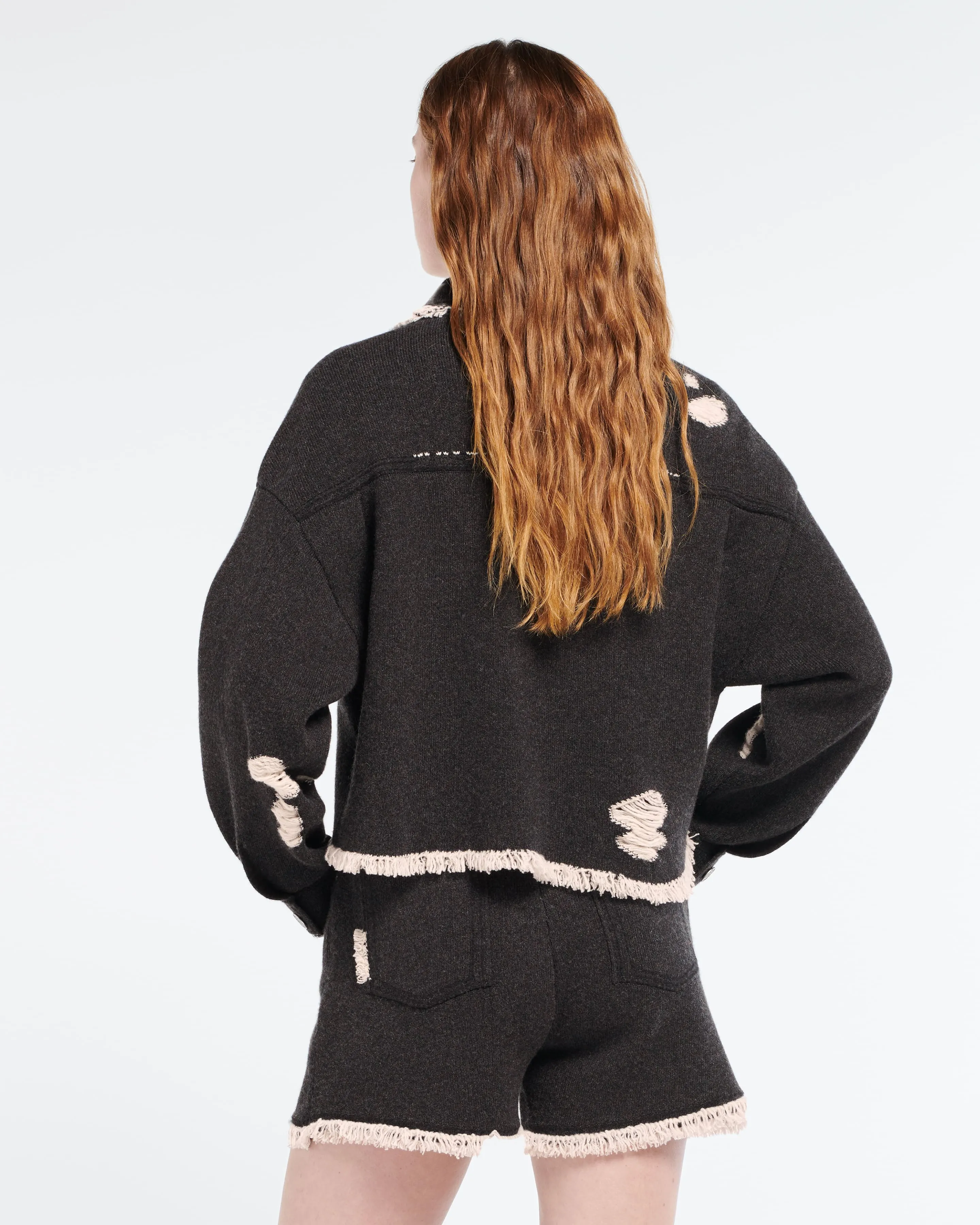 Veste Denim à franges en cachemire et coton sold by Barrie product image thumbnail 4