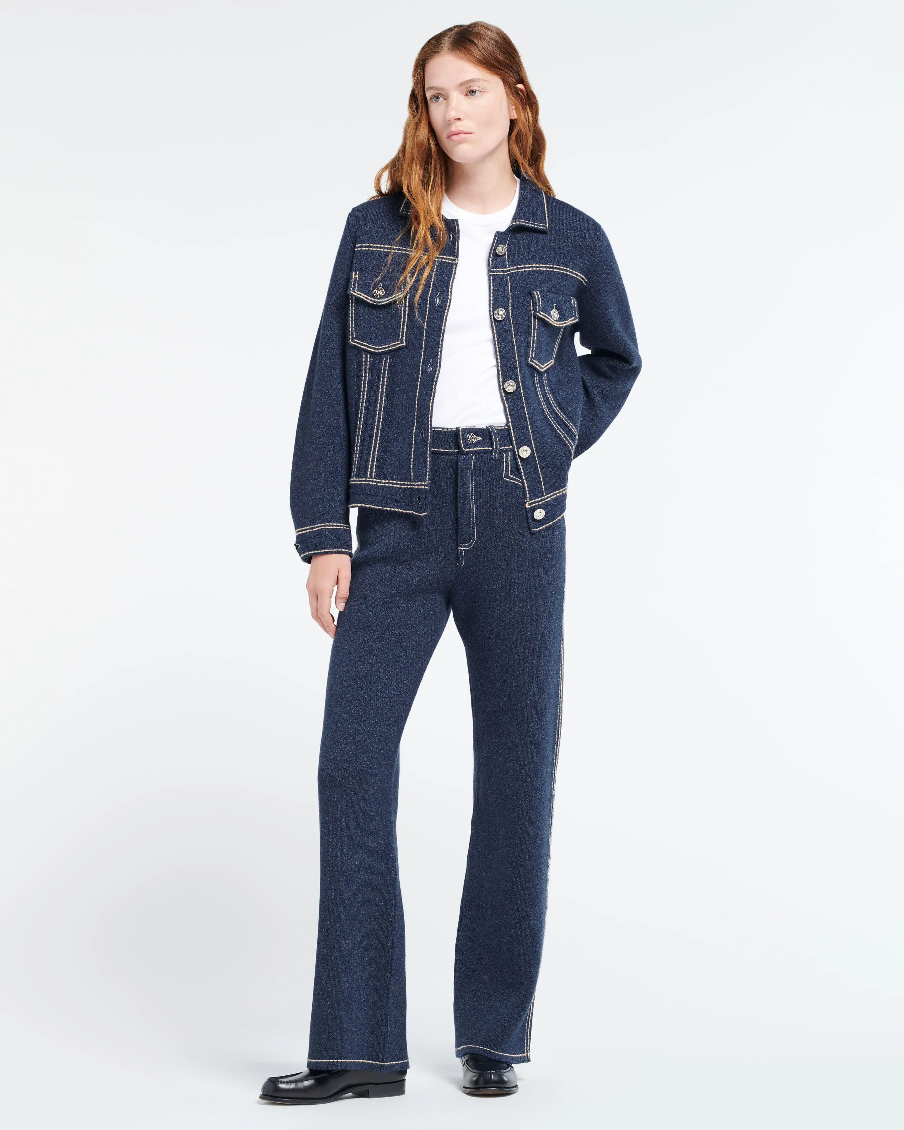 Veste Denim en cachemire et coton à coupe droite sold by Barrie product image thumbnail 5