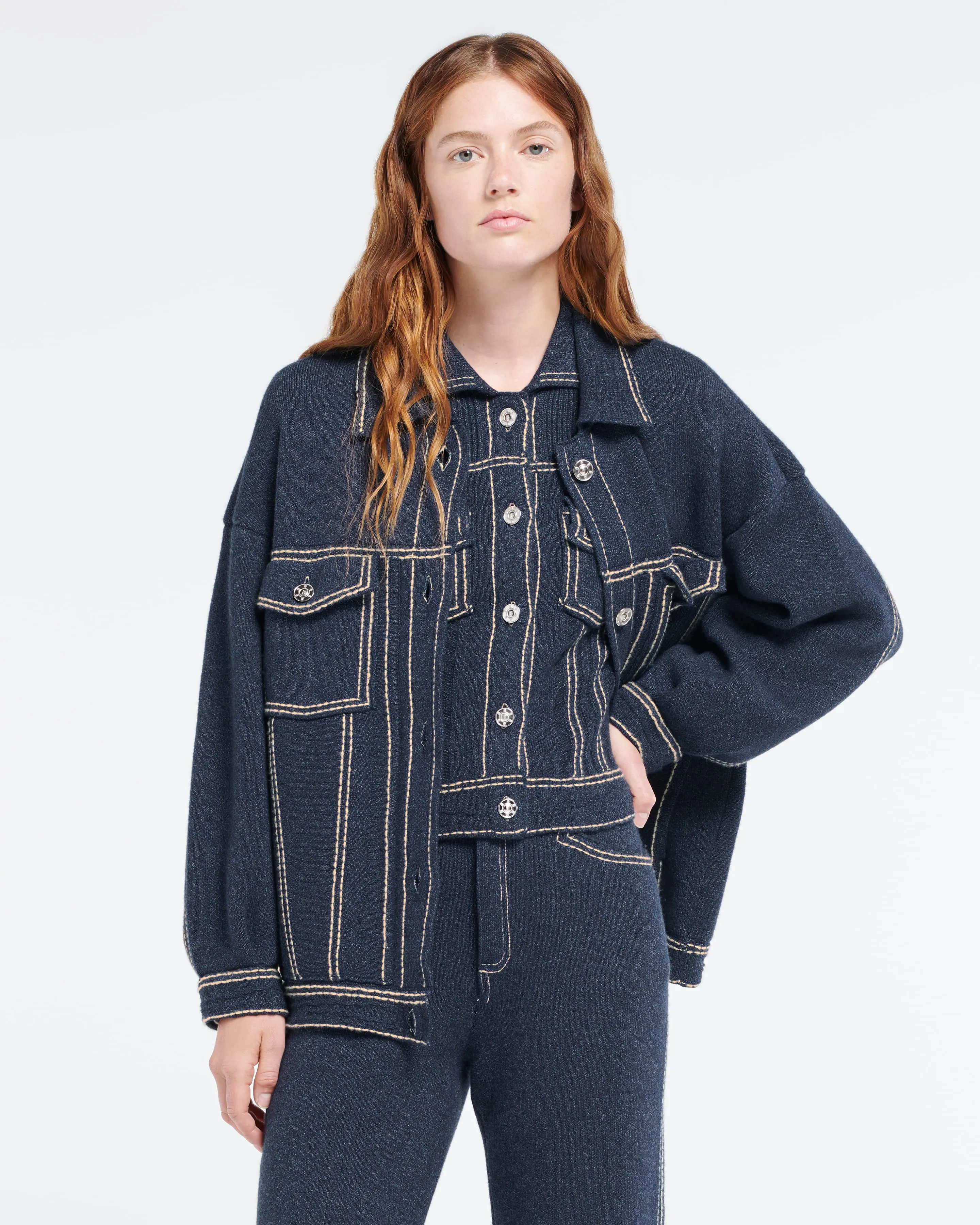 Veste Denim oversize en cachemire et coton sold by Barrie product image thumbnail 3