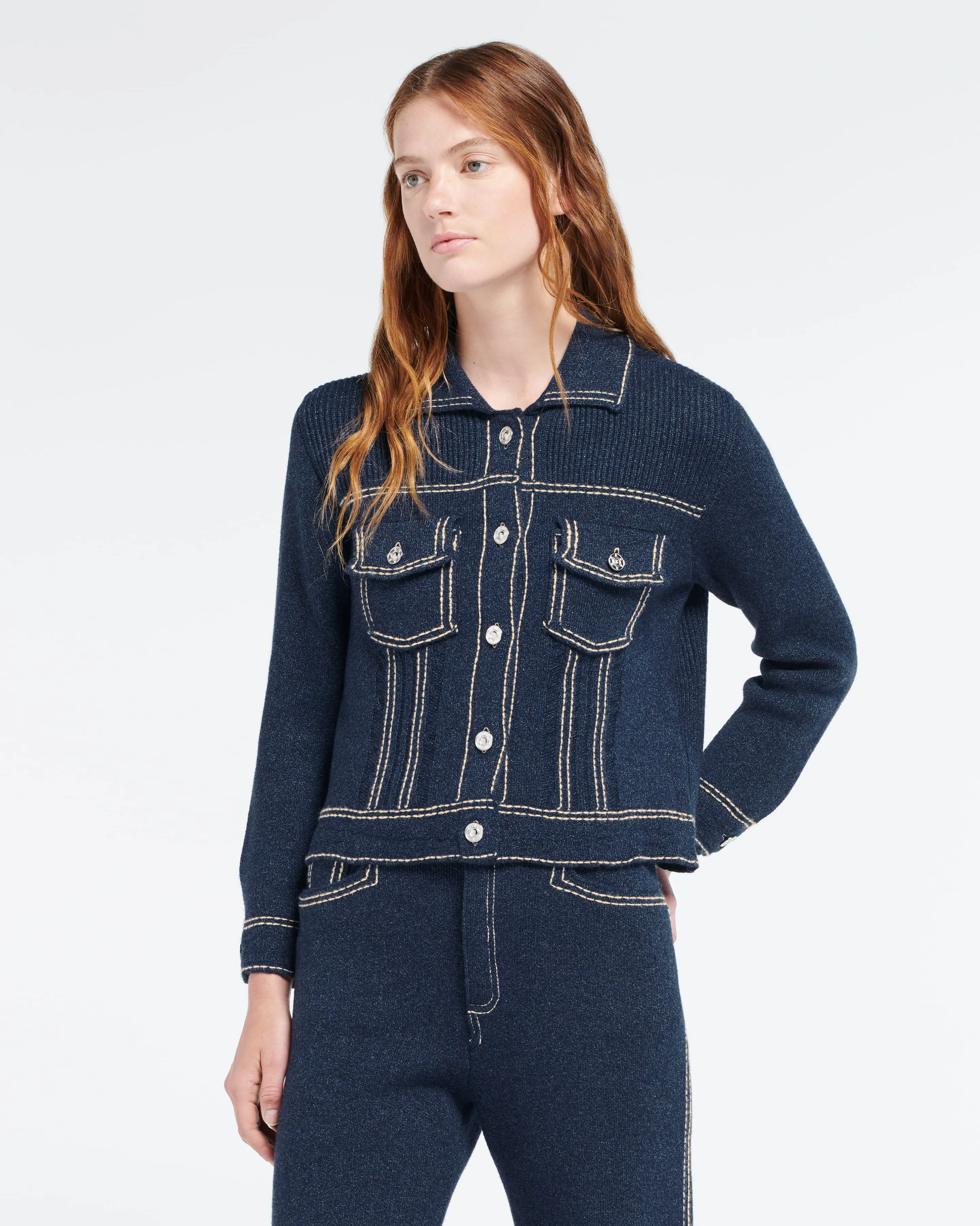 Veste Denim ajustée en cachemire et coton sold by Barrie product image thumbnail 3