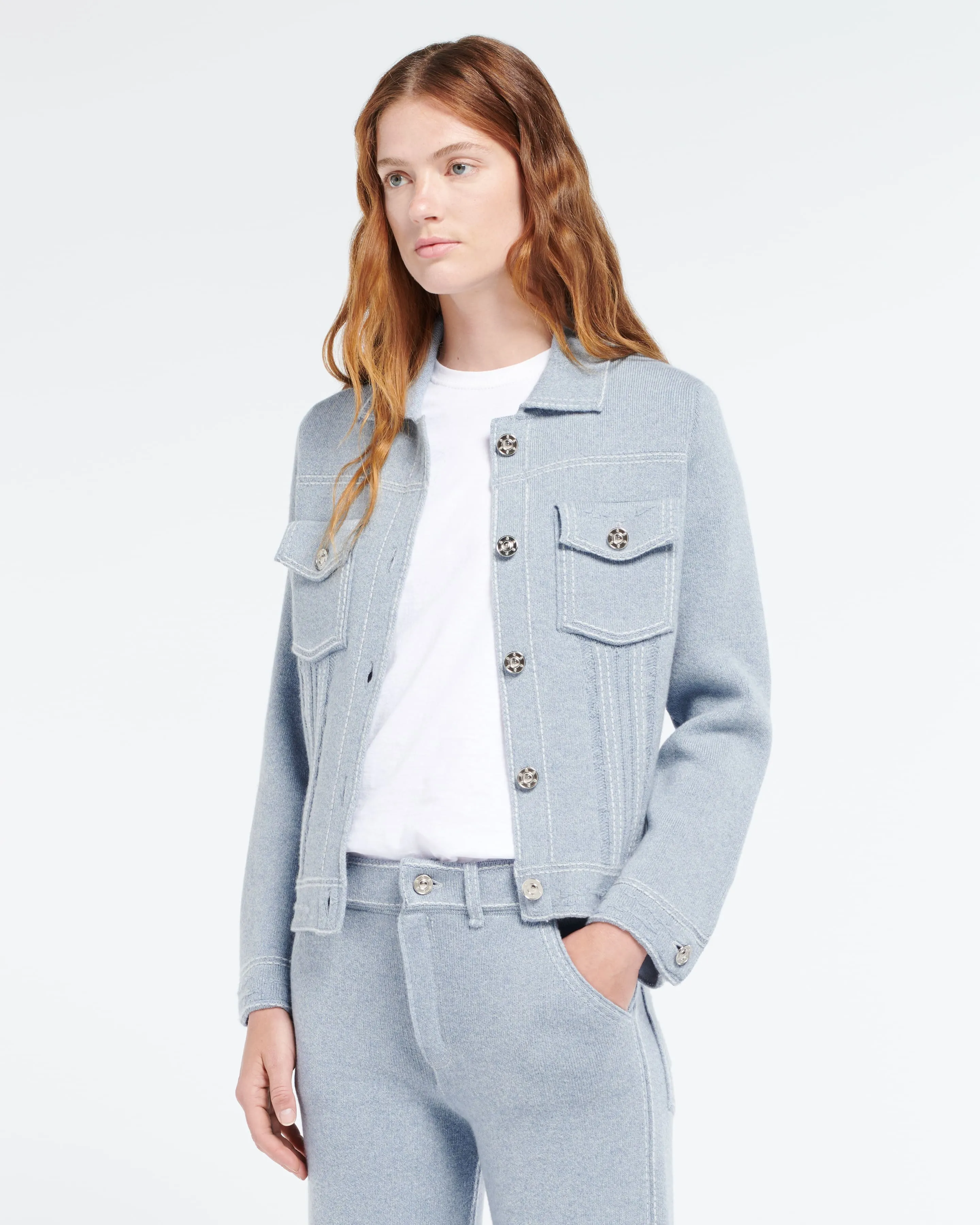 Veste Denim en cachemire et coton à coupe droite sold by Barrie product image thumbnail 3