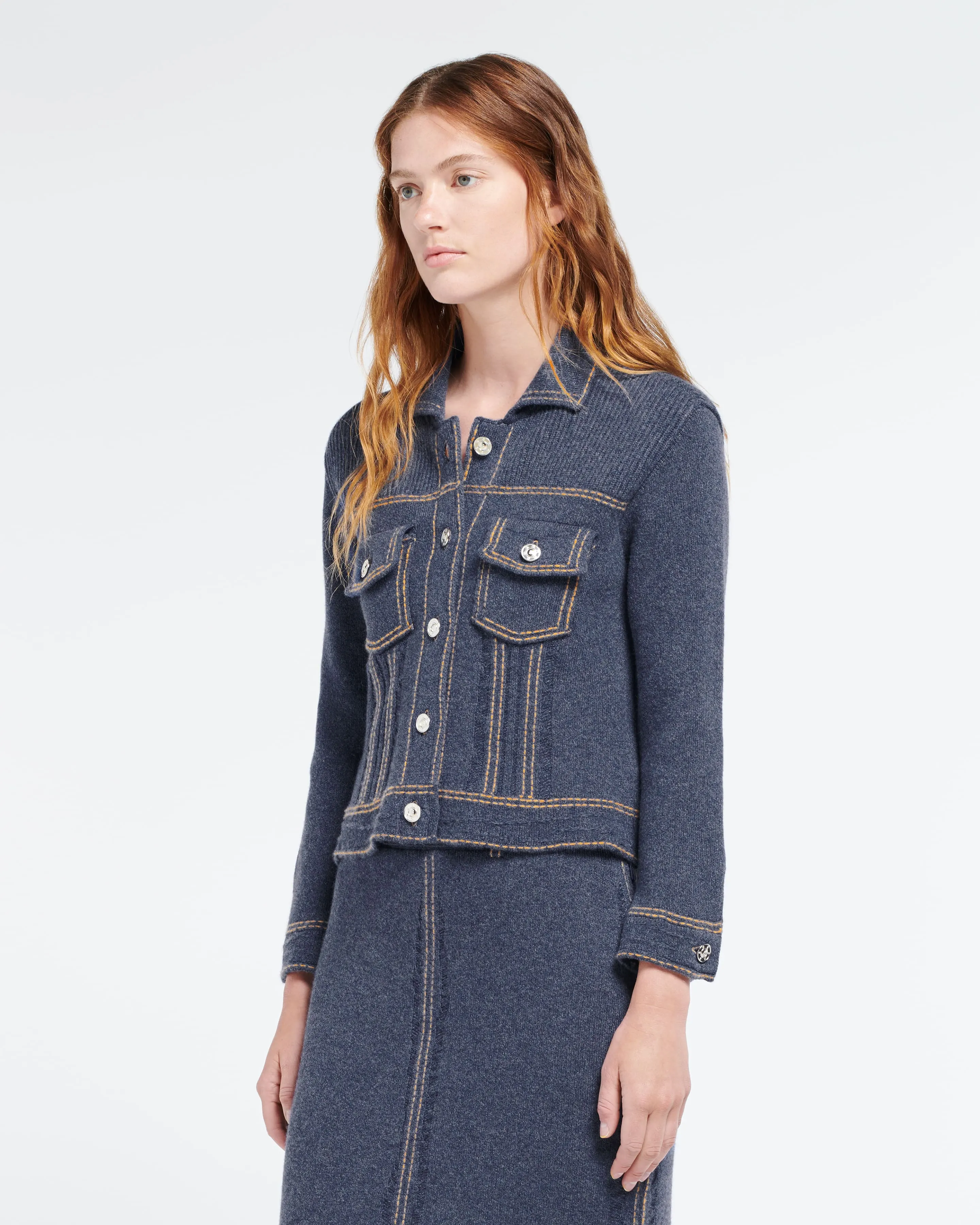 Veste Denim ajustée en cachemire et coton sold by Barrie product image thumbnail 3