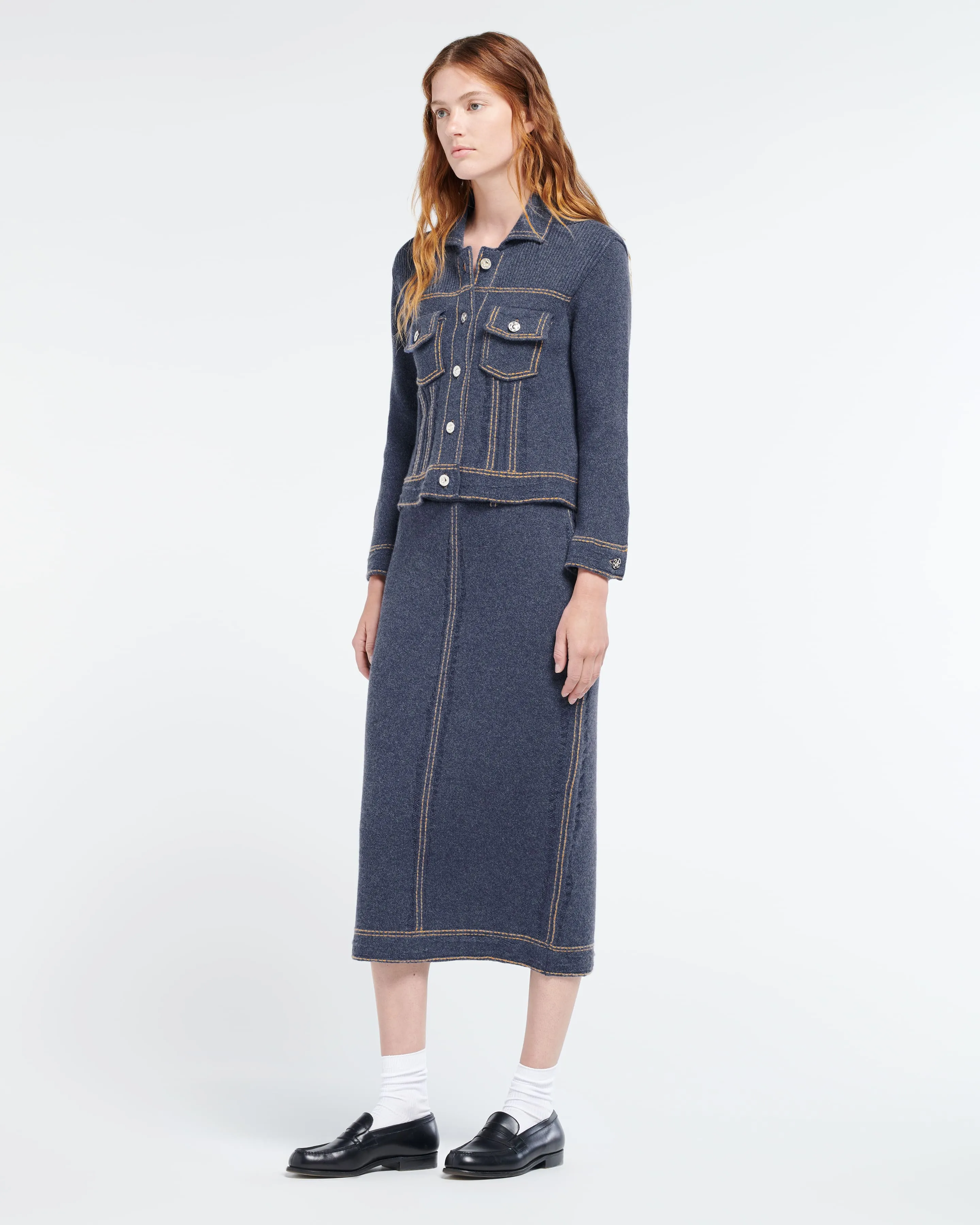Veste Denim ajustée en cachemire et coton sold by Barrie product image thumbnail 5