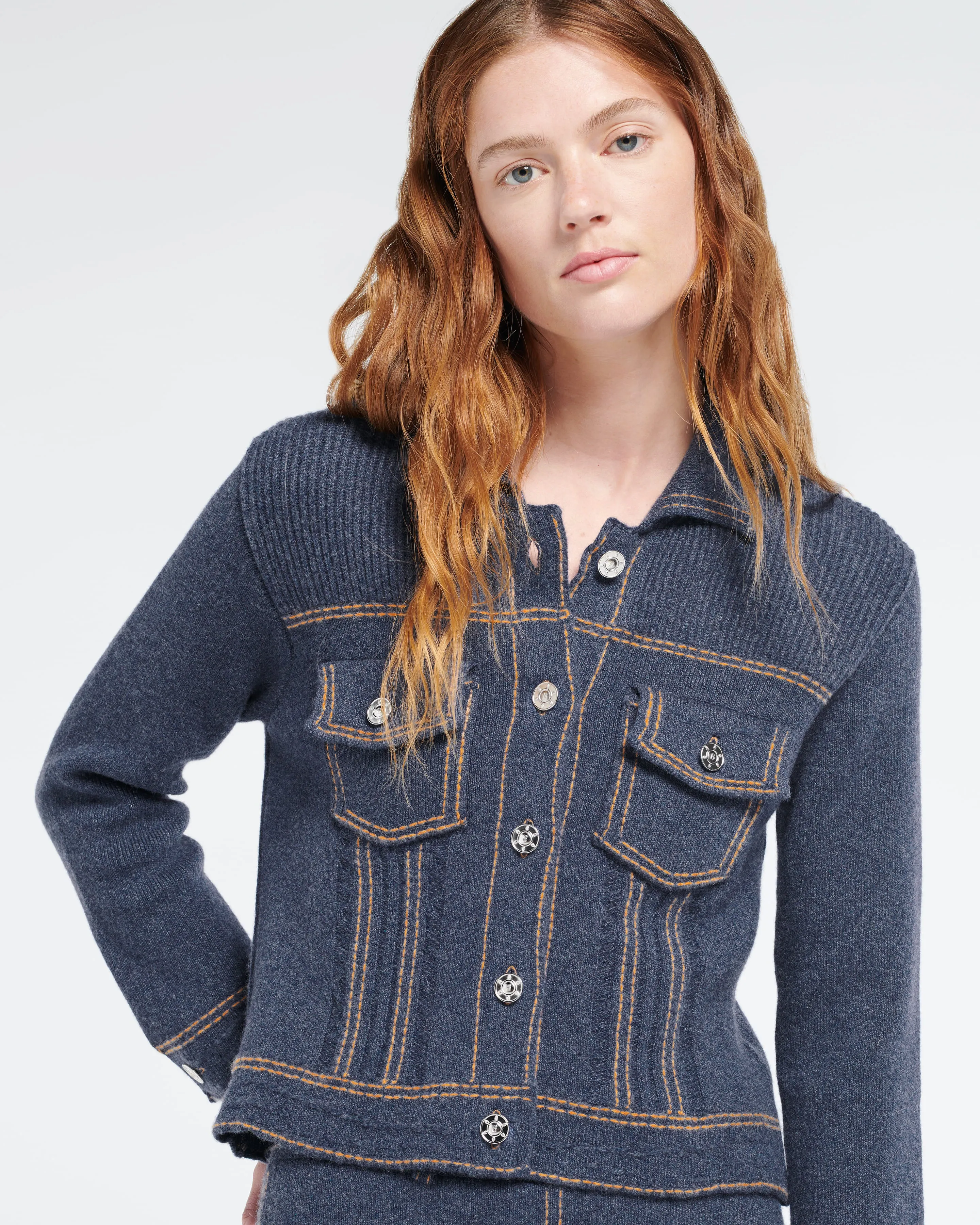 Veste Denim ajustée en cachemire et coton sold by Barrie product image thumbnail 2