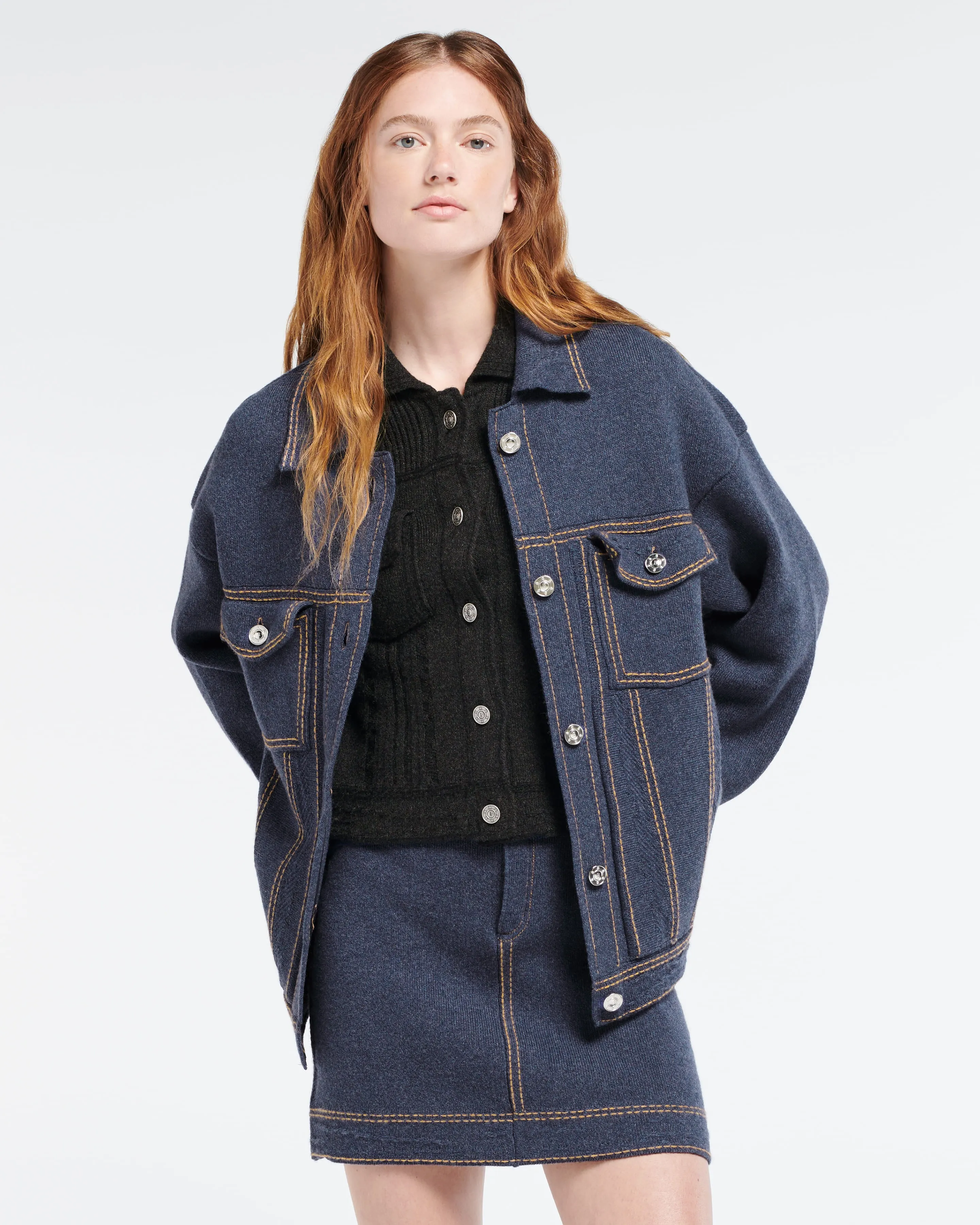 Veste Denim oversize en cachemire et coton sold by Barrie product image thumbnail 3