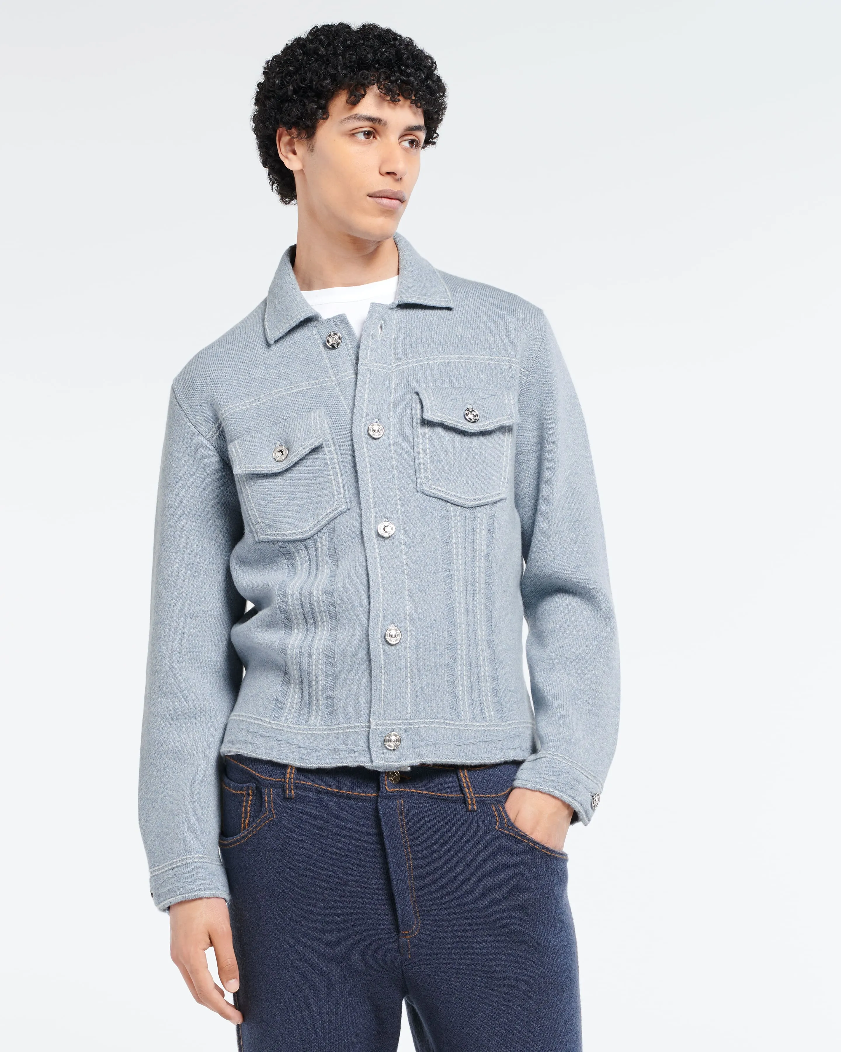 Veste Denim ajustée en cachemire et coton sold by Barrie product image thumbnail 3