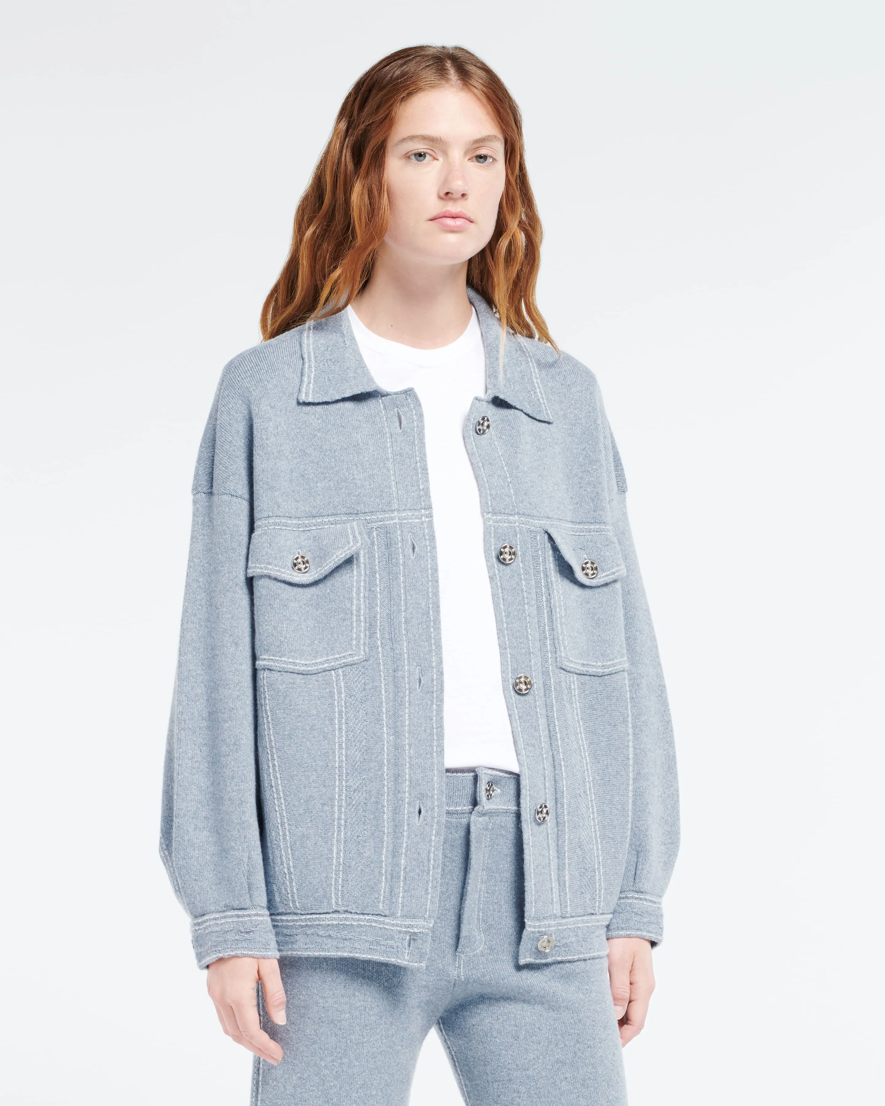 Veste Denim oversize en cachemire et coton sold by Barrie product image thumbnail 3