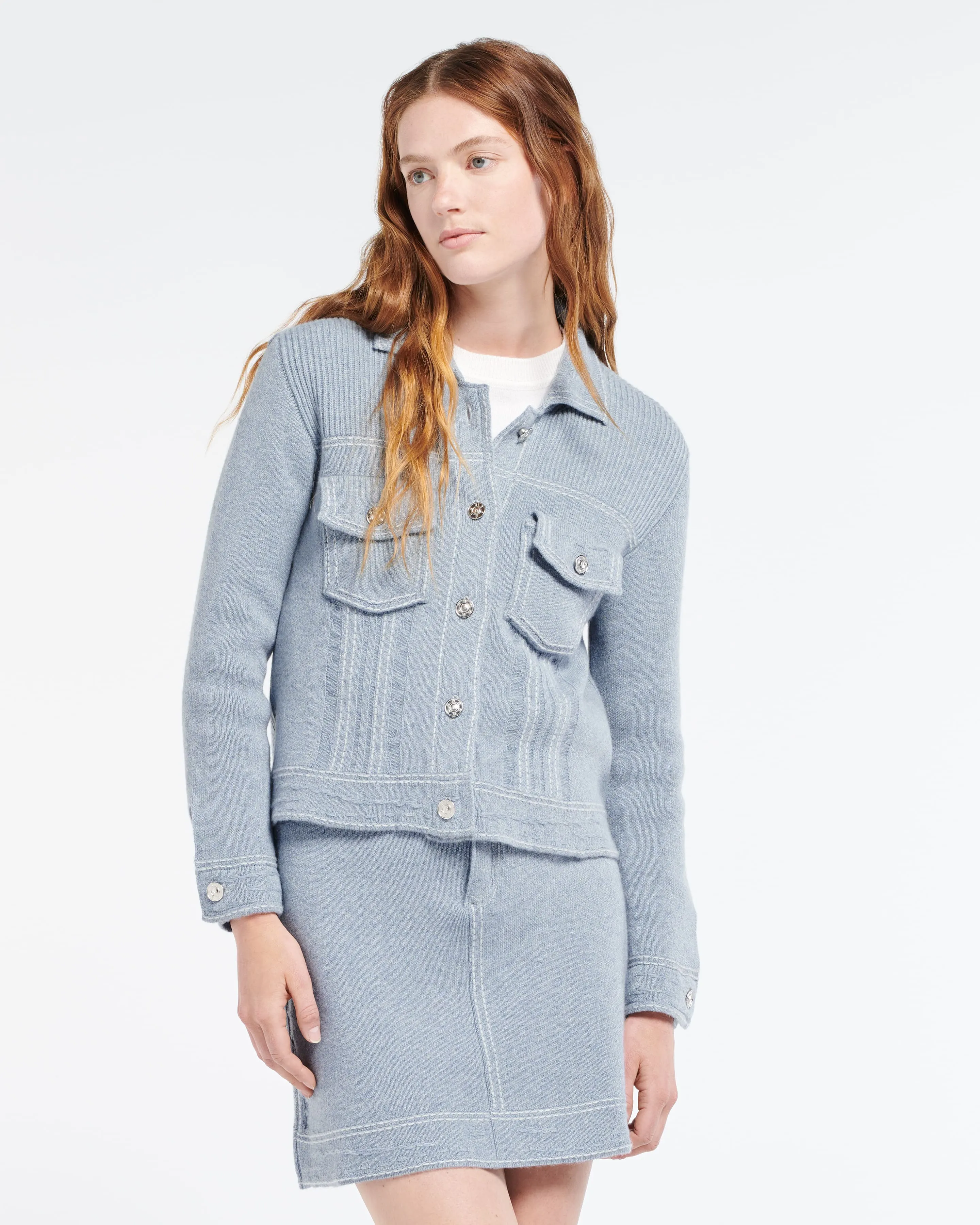 Veste Denim ajustée en cachemire et coton sold by Barrie product image thumbnail 3