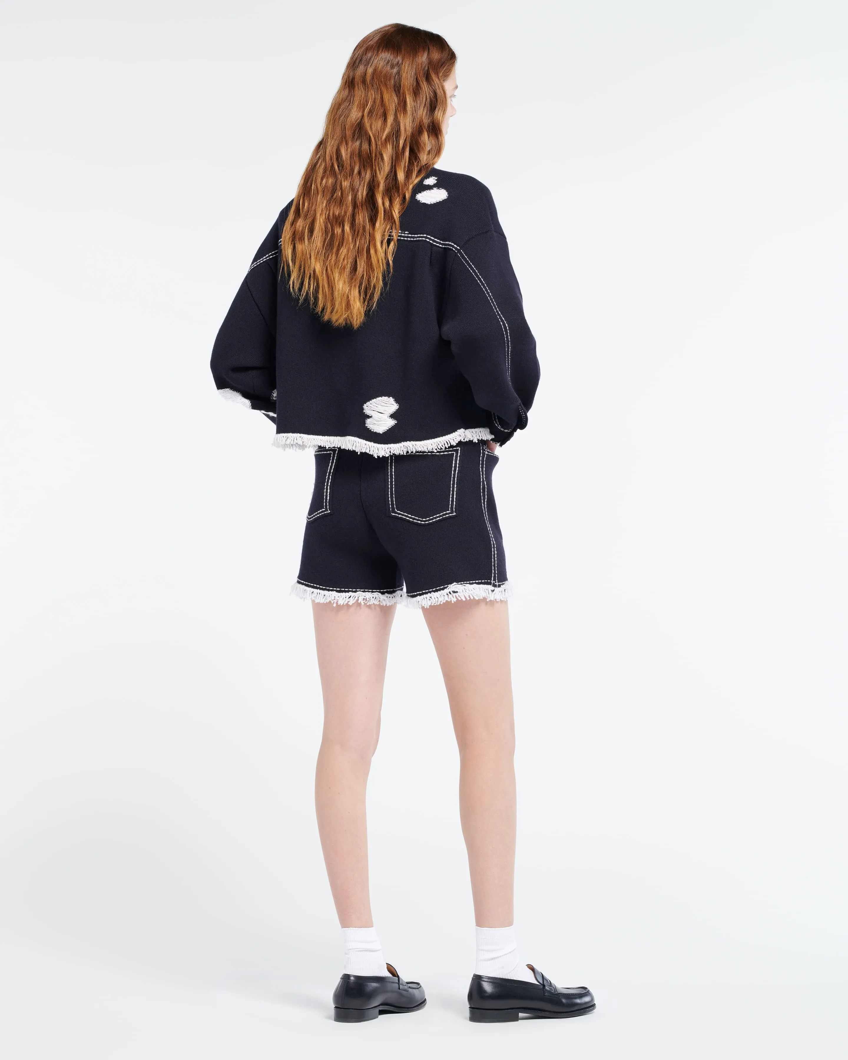 Veste Denim à franges en cachemire et coton sold by Barrie product image thumbnail 4