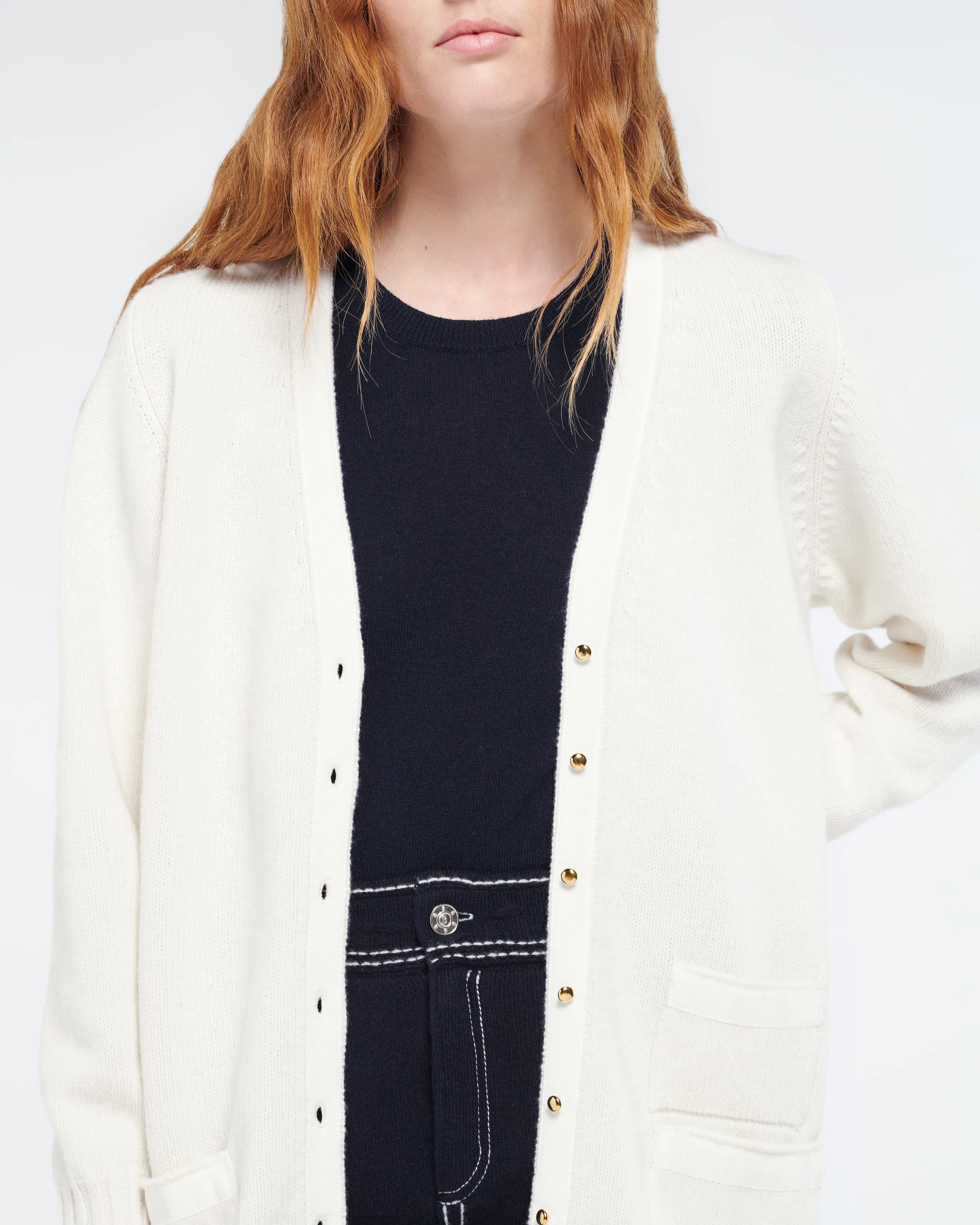 Cardigan long en laine avec détail ruban sold by Barrie product image thumbnail 2