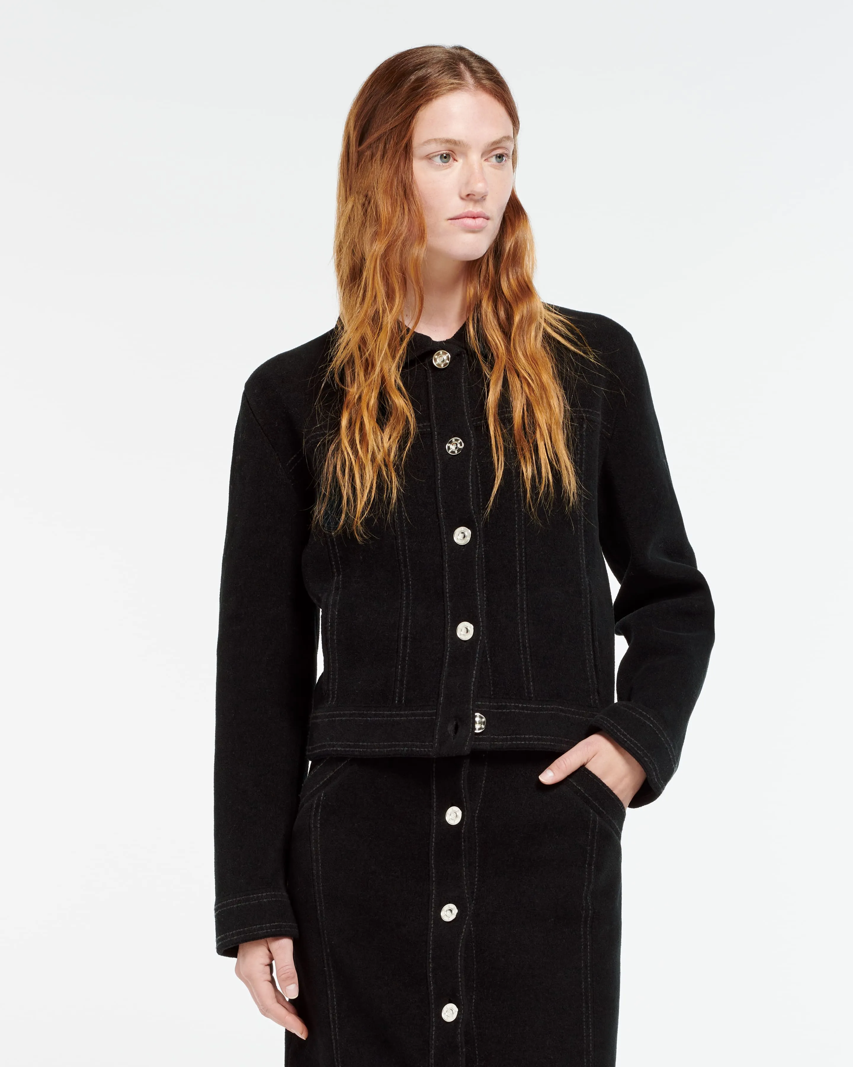 Veste effet suède en cachemire et coton sold by Barrie product image thumbnail 3