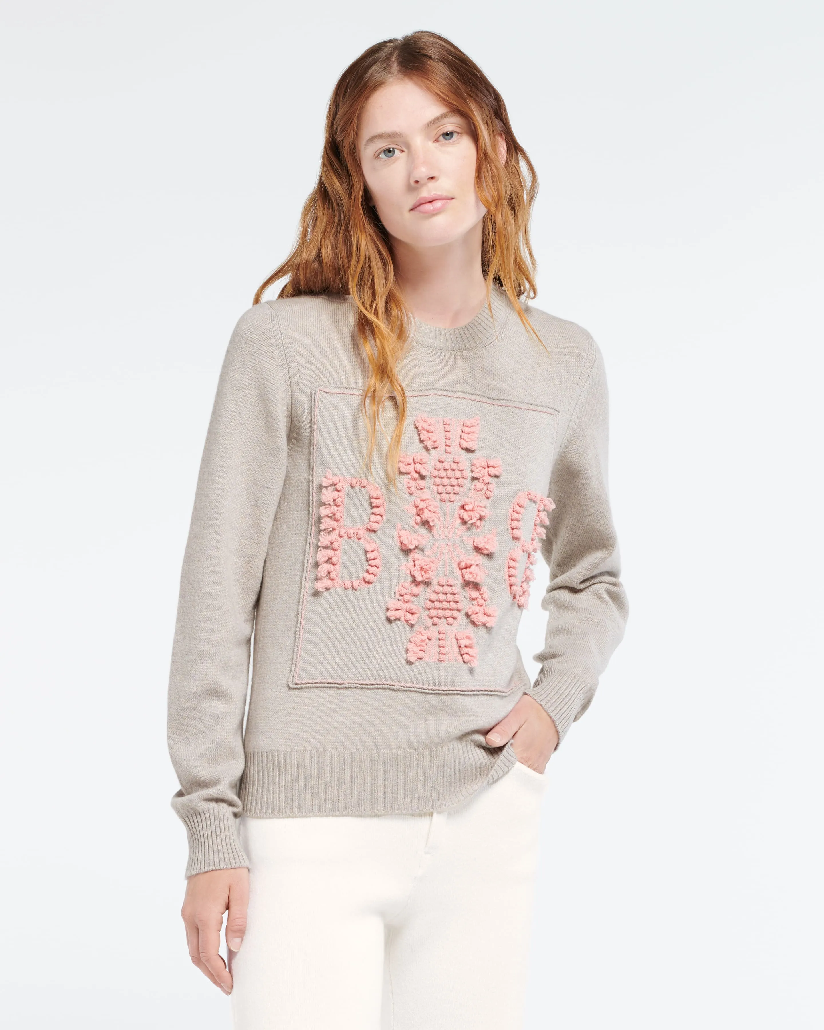 Pull col rond logo 3D en cachemire sold by Barrie product image thumbnail 3