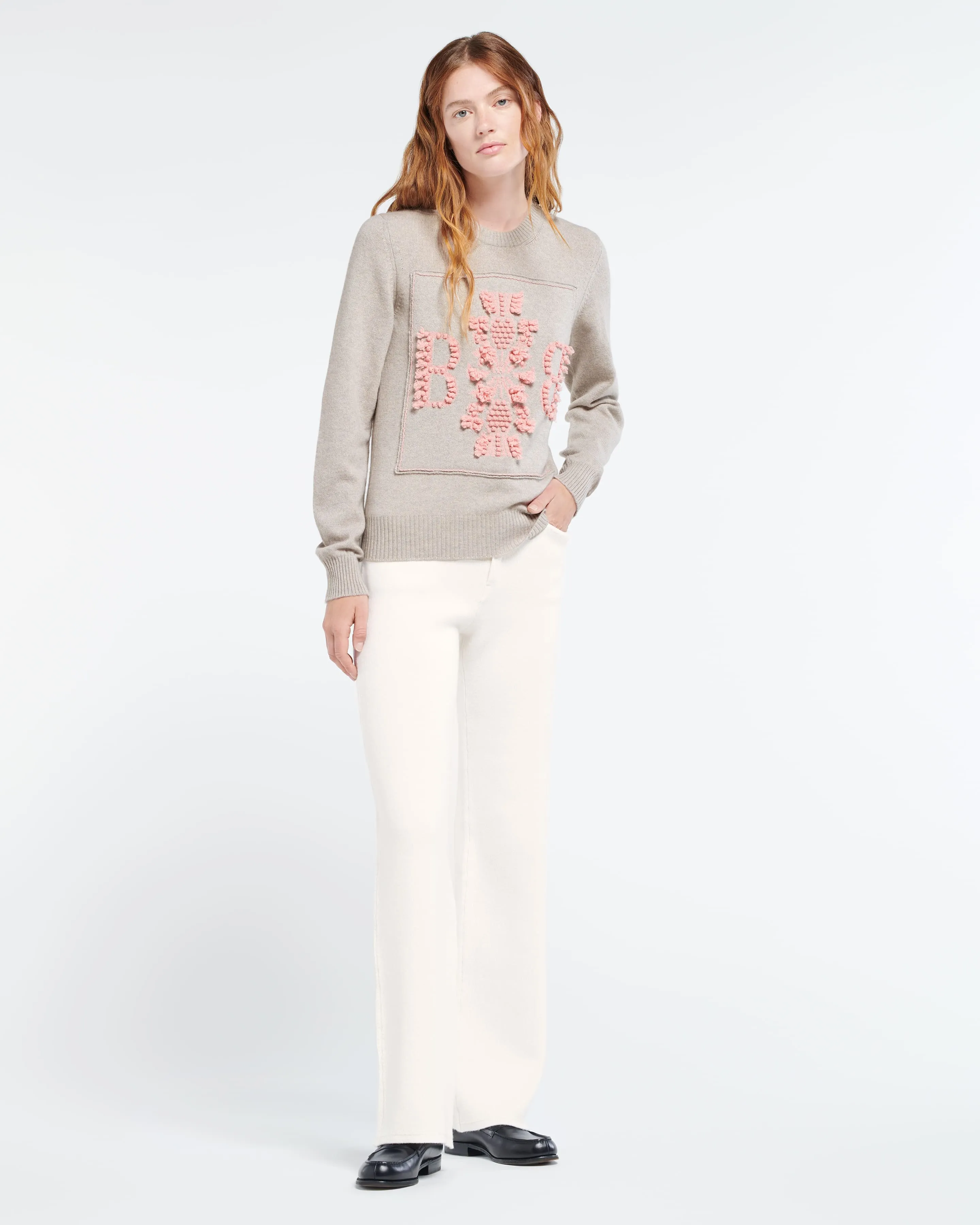 Pull col rond logo 3D en cachemire sold by Barrie product image thumbnail 5