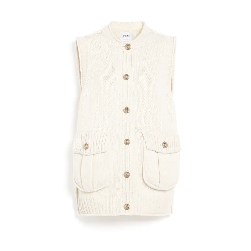 Cardigan épais sans manches à boutons dorés made by Barrie