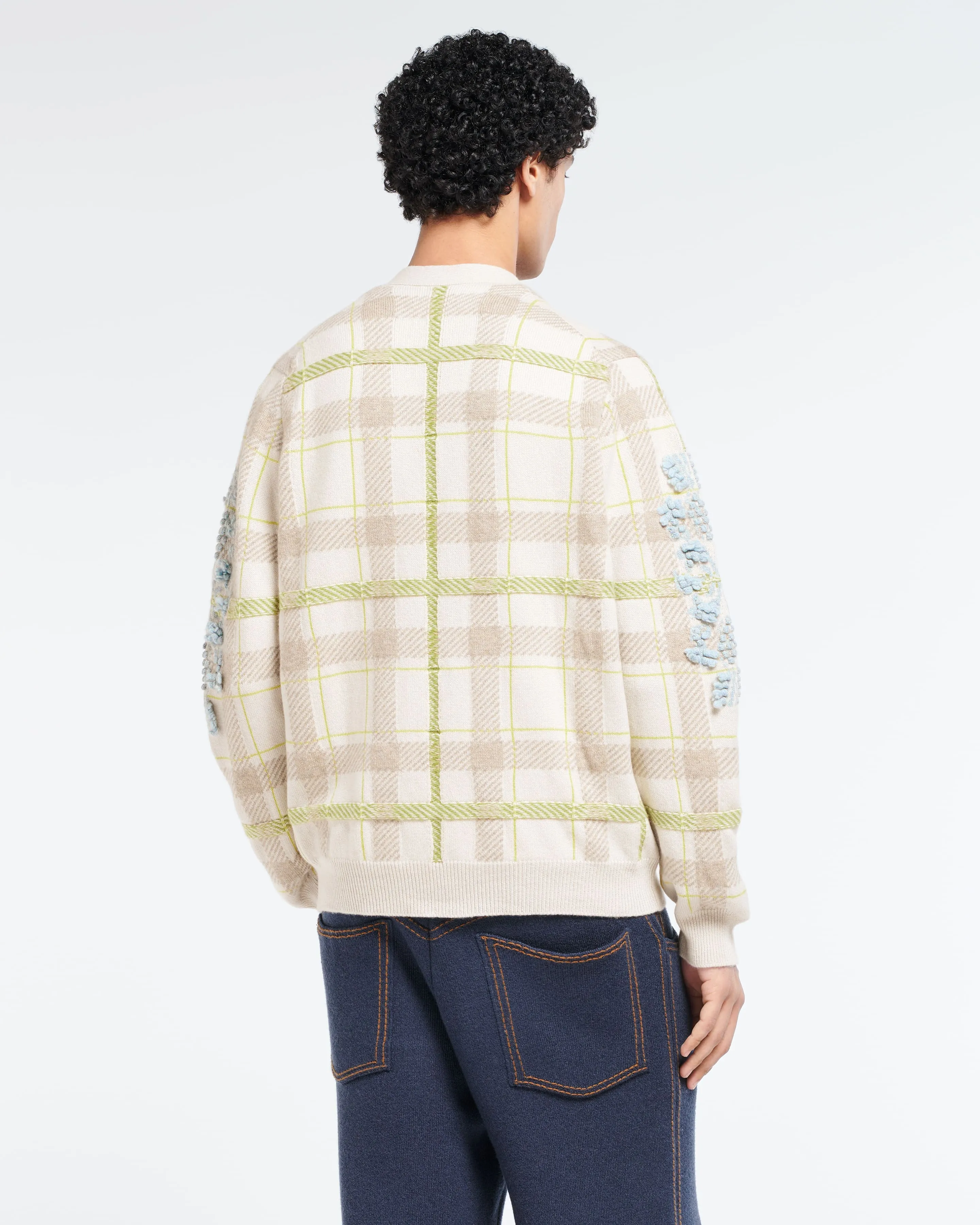 Cardigan col V en cachemire à motif tartan et logo B sold by Barrie product image thumbnail 4