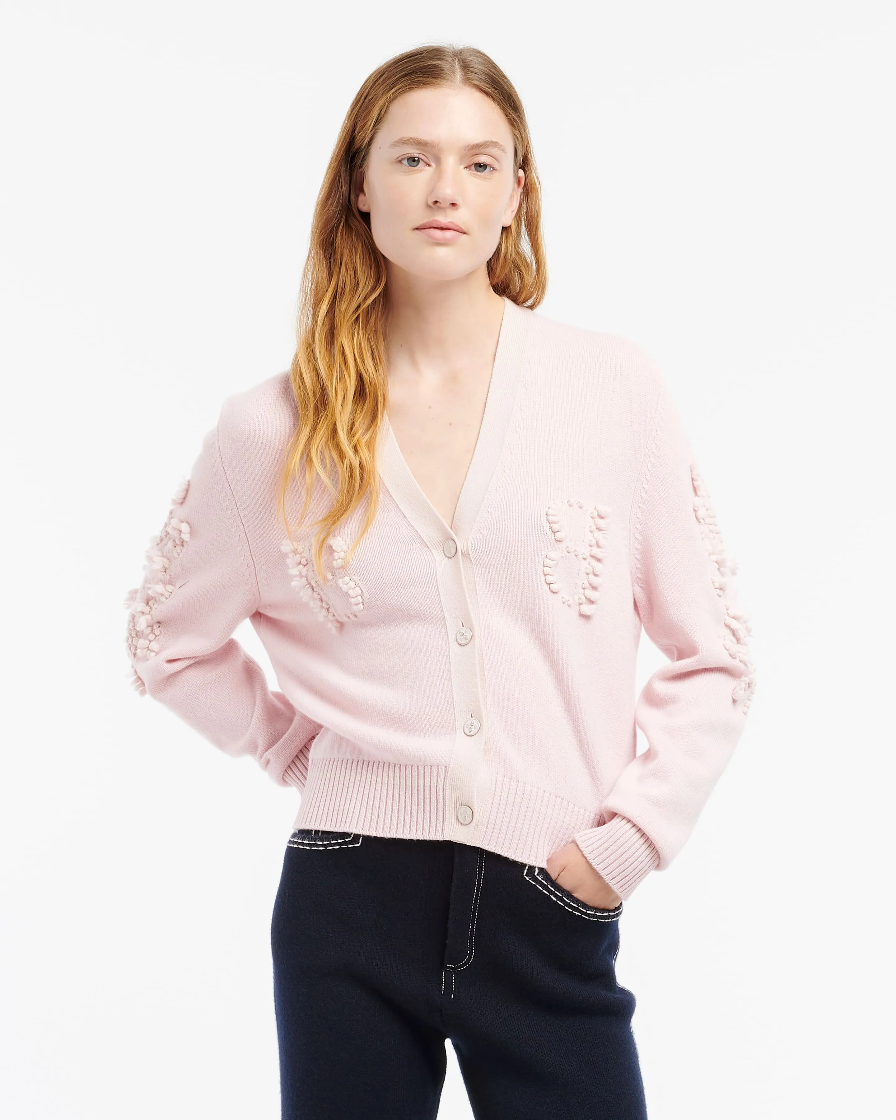 Cardigan col V logo B en cachemire sold by Barrie product image thumbnail 3