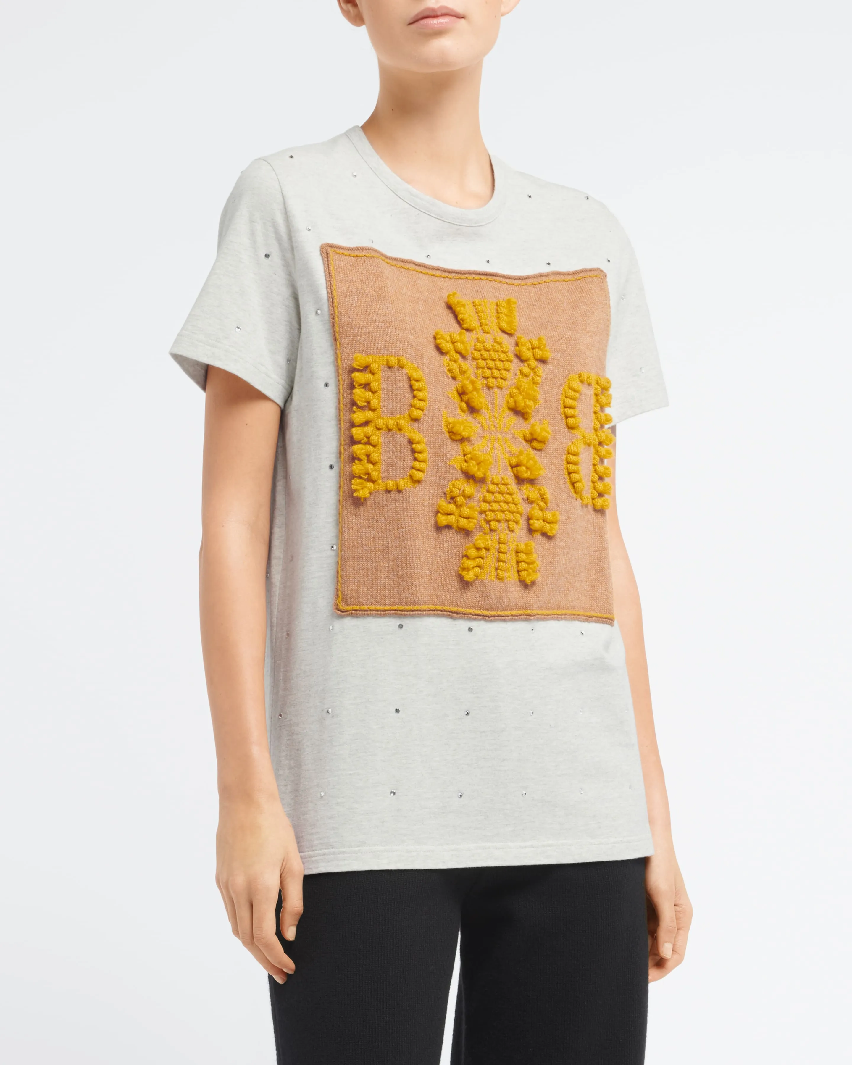 T-Shirt strassé avec patch logo B en cachemire sold by Barrie product image thumbnail 3