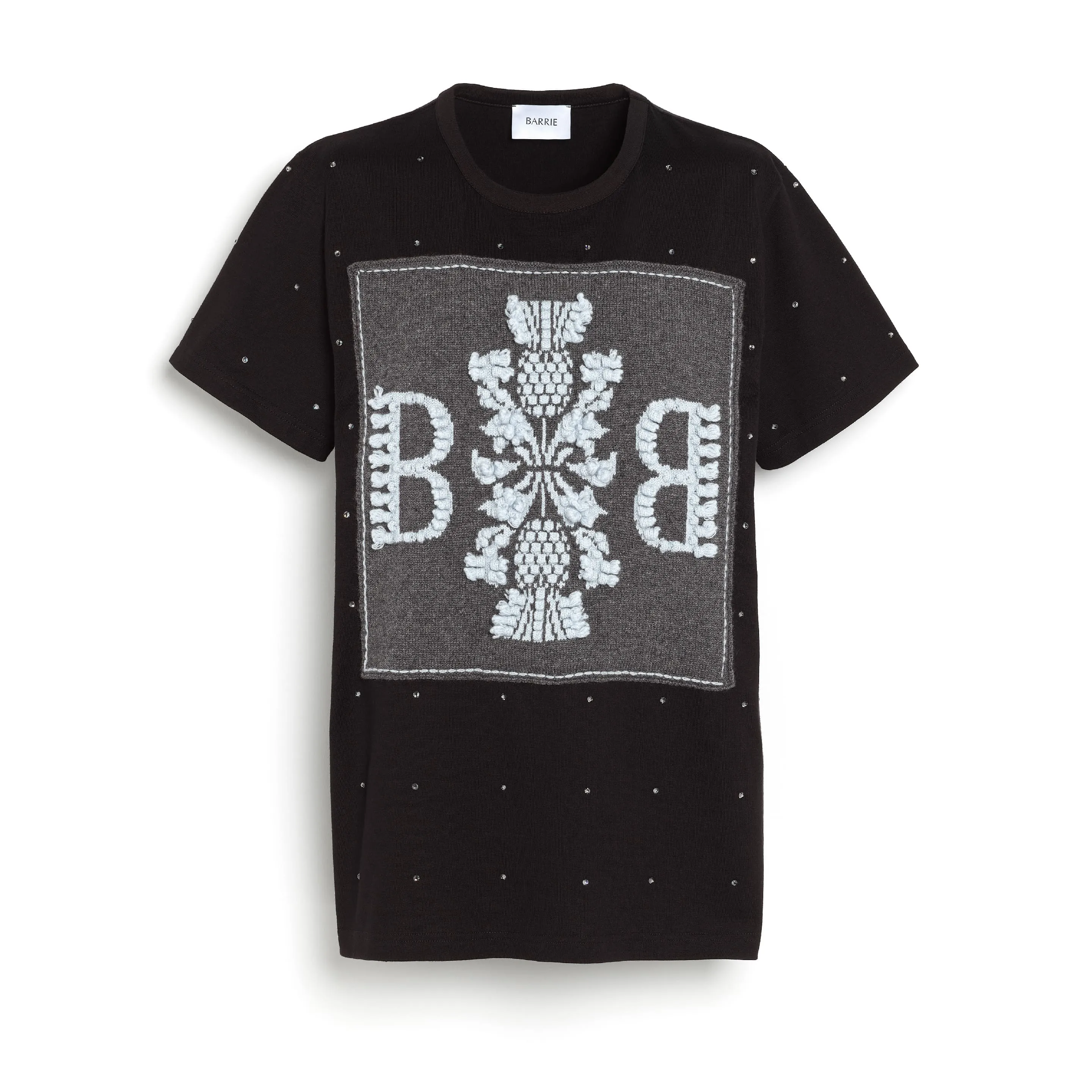 T-Shirt strassé avec patch logo B en cachemire sold by Barrie
