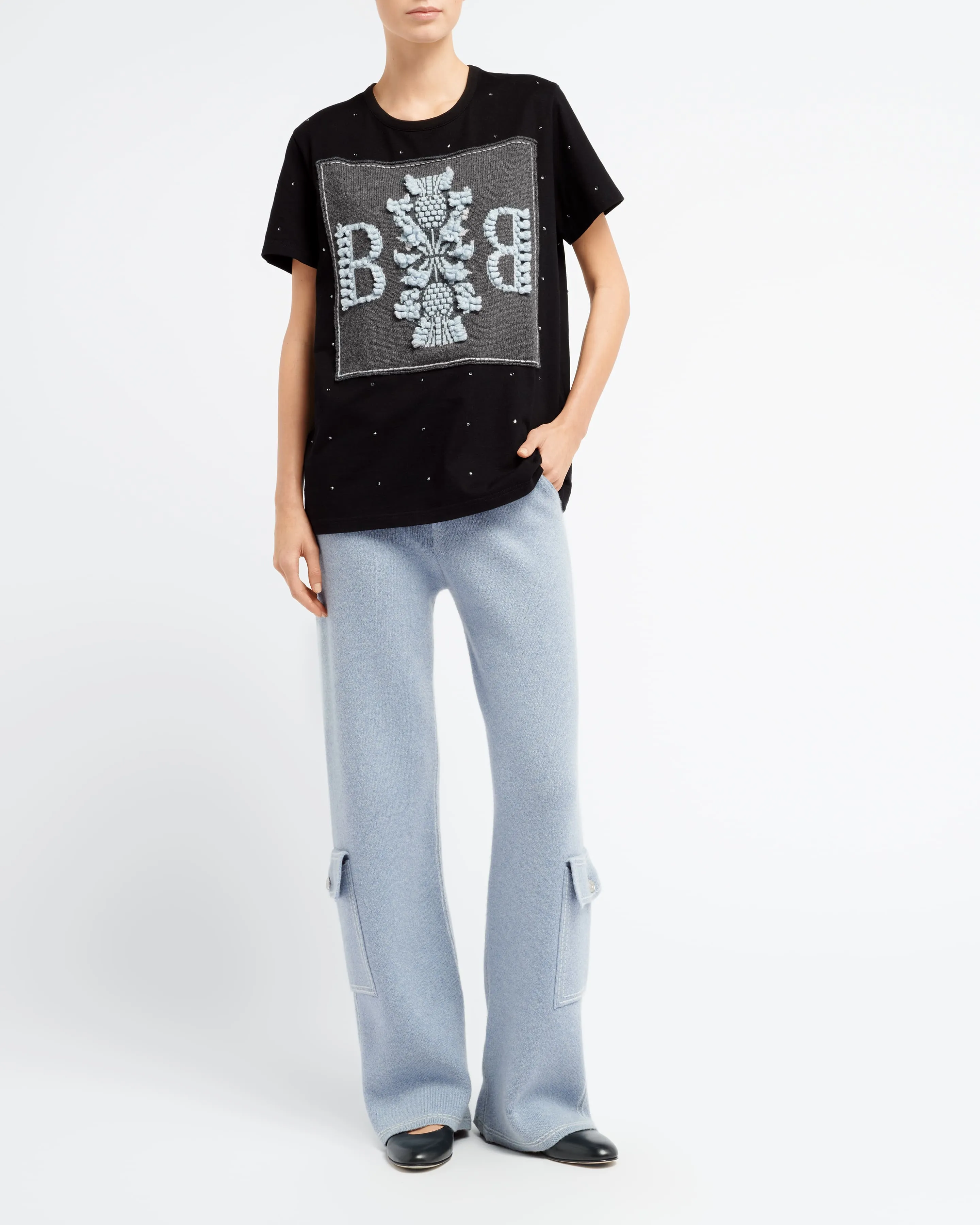 T-Shirt strassé avec patch logo B en cachemire sold by Barrie product image thumbnail 5