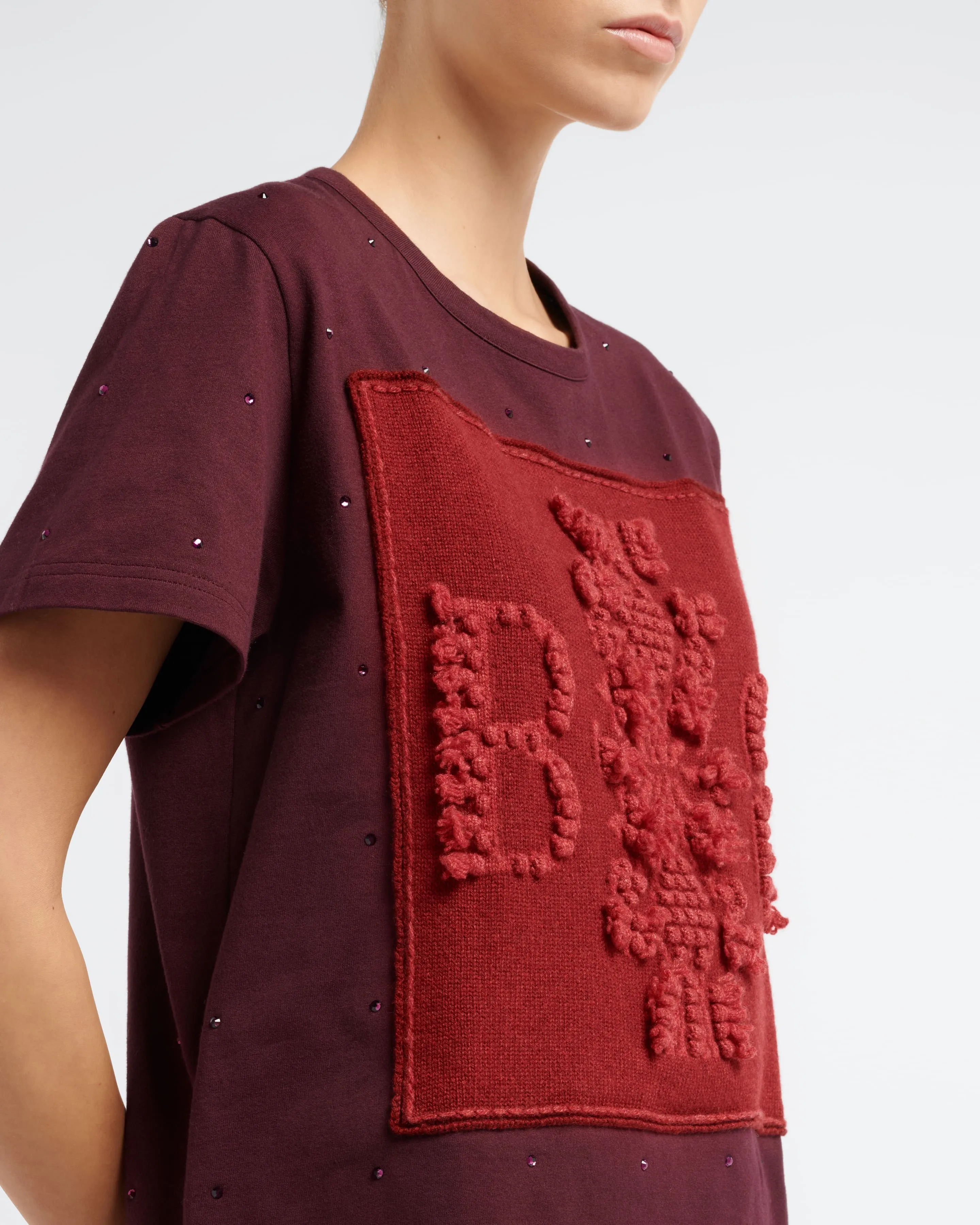 T-Shirt strassé avec patch logo B en cachemire sold by Barrie product image thumbnail 2