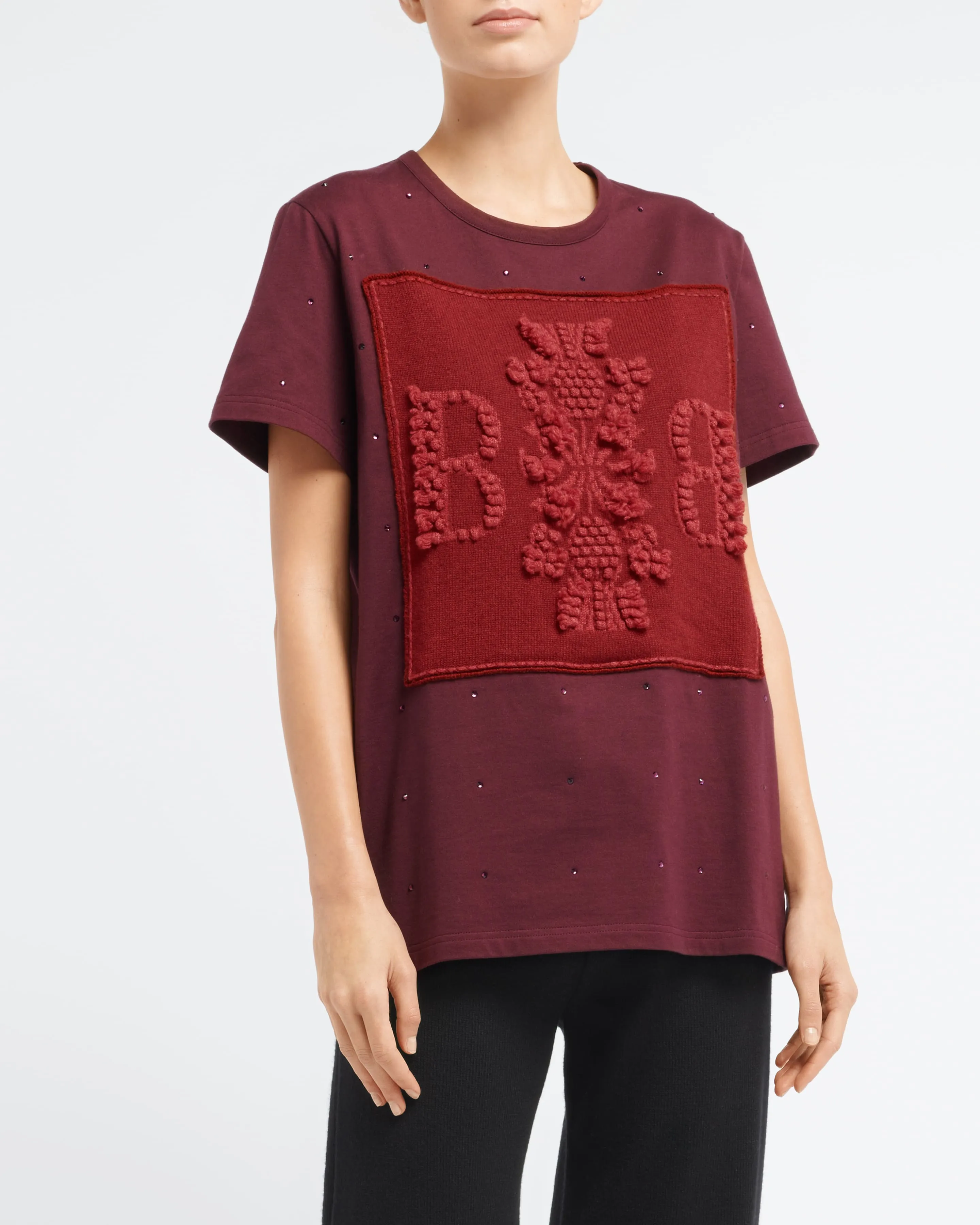 T-Shirt strassé avec patch logo B en cachemire sold by Barrie product image thumbnail 3