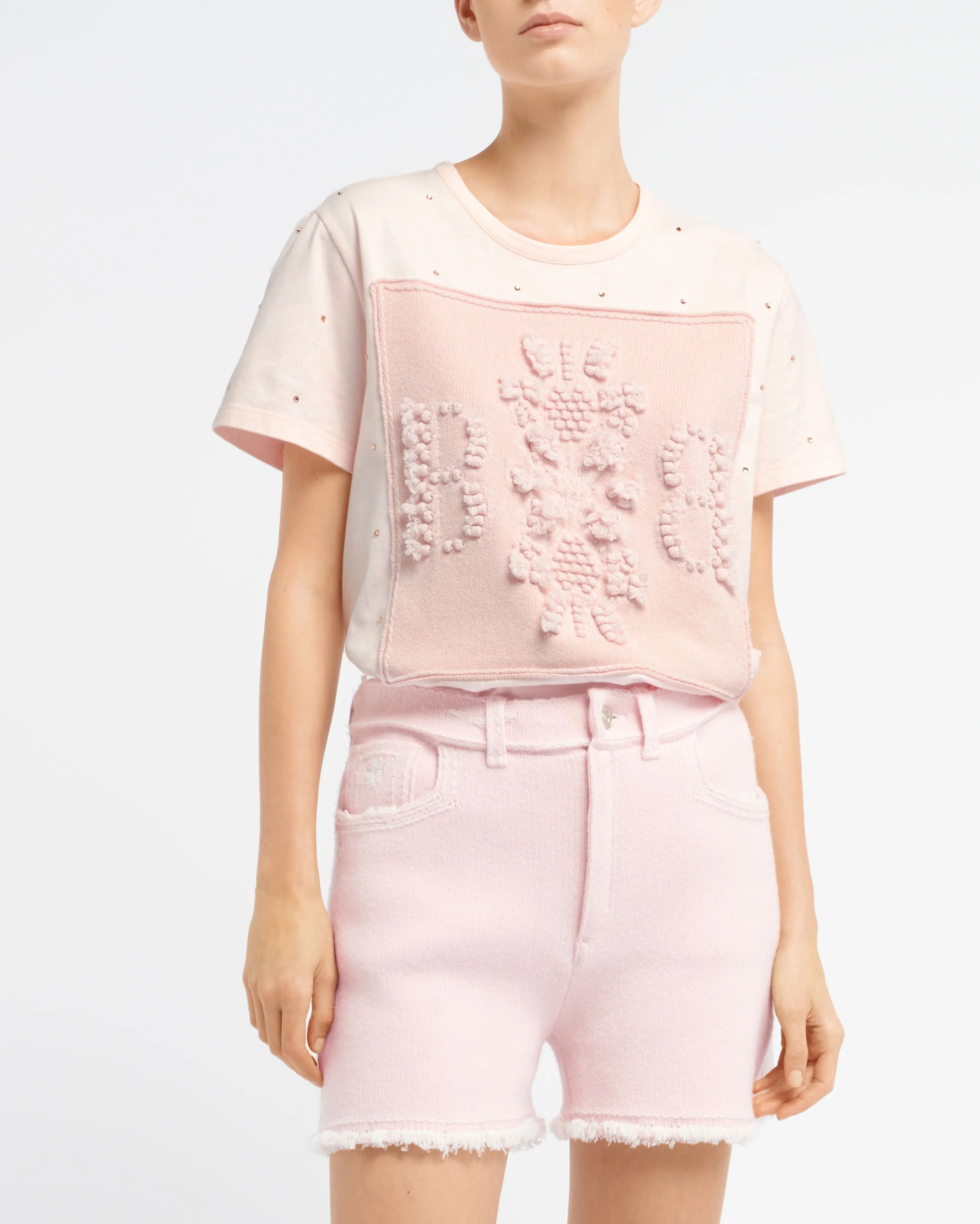 T-Shirt strassé avec patch logo B en cachemire sold by Barrie product image thumbnail 3