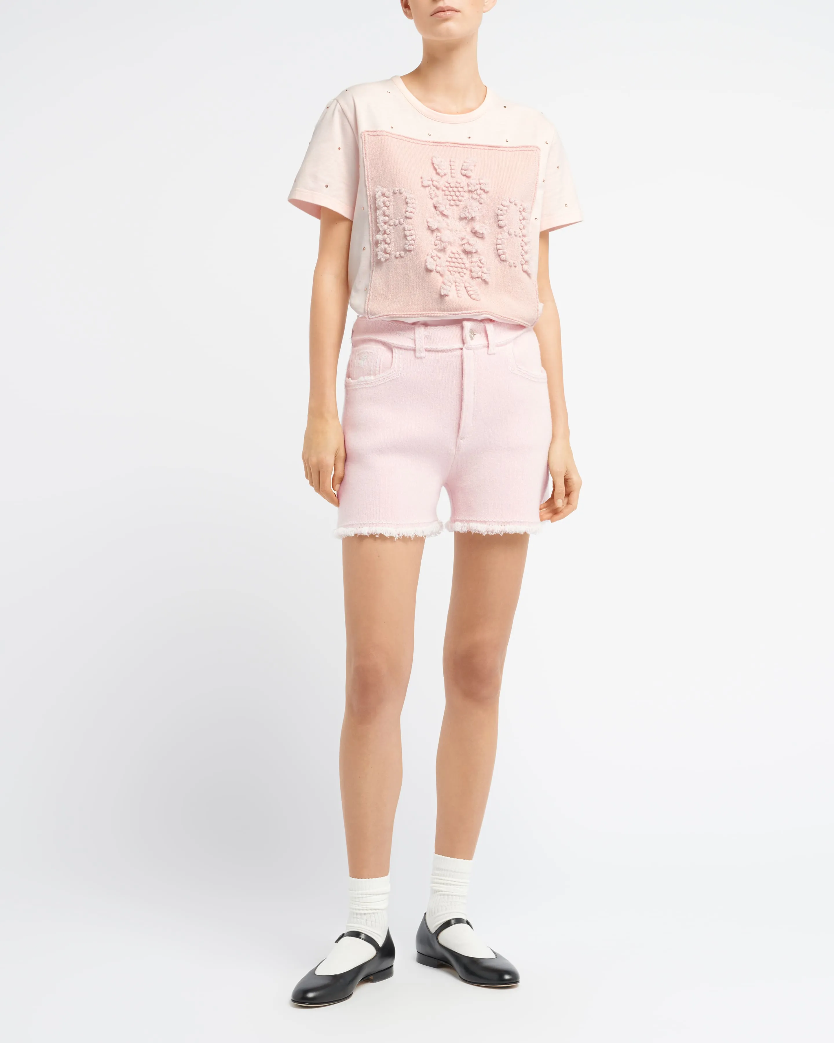 T-Shirt strassé avec patch logo B en cachemire sold by Barrie product image thumbnail 5