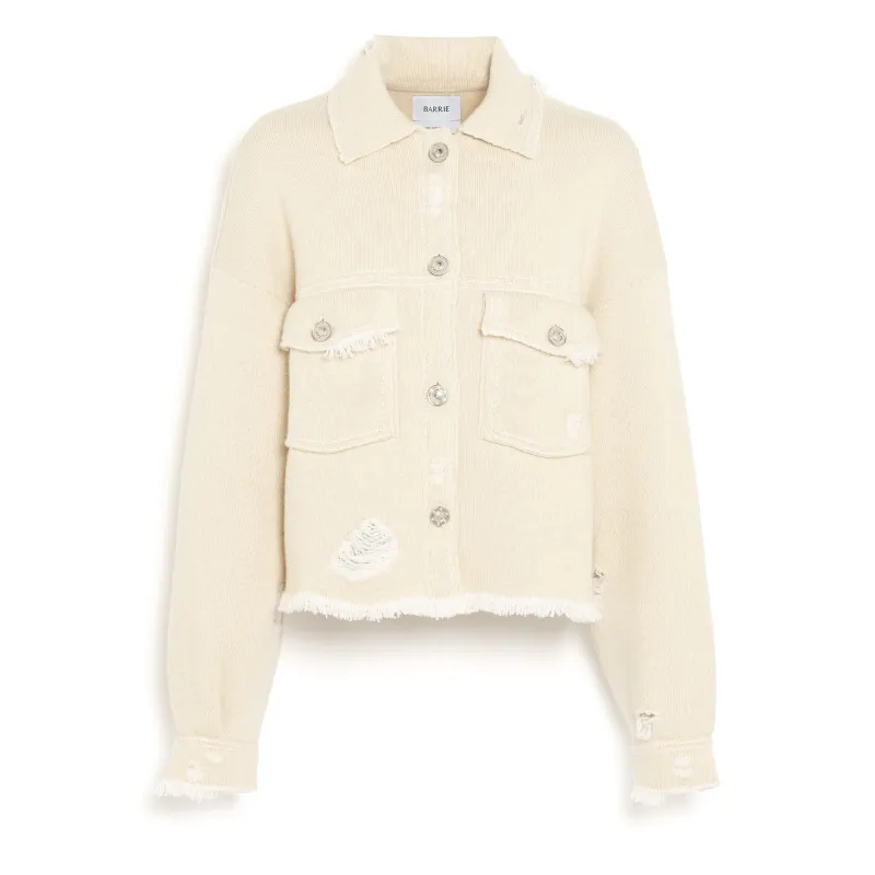 Veste Denim à franges en cachemire et coton made by Barrie