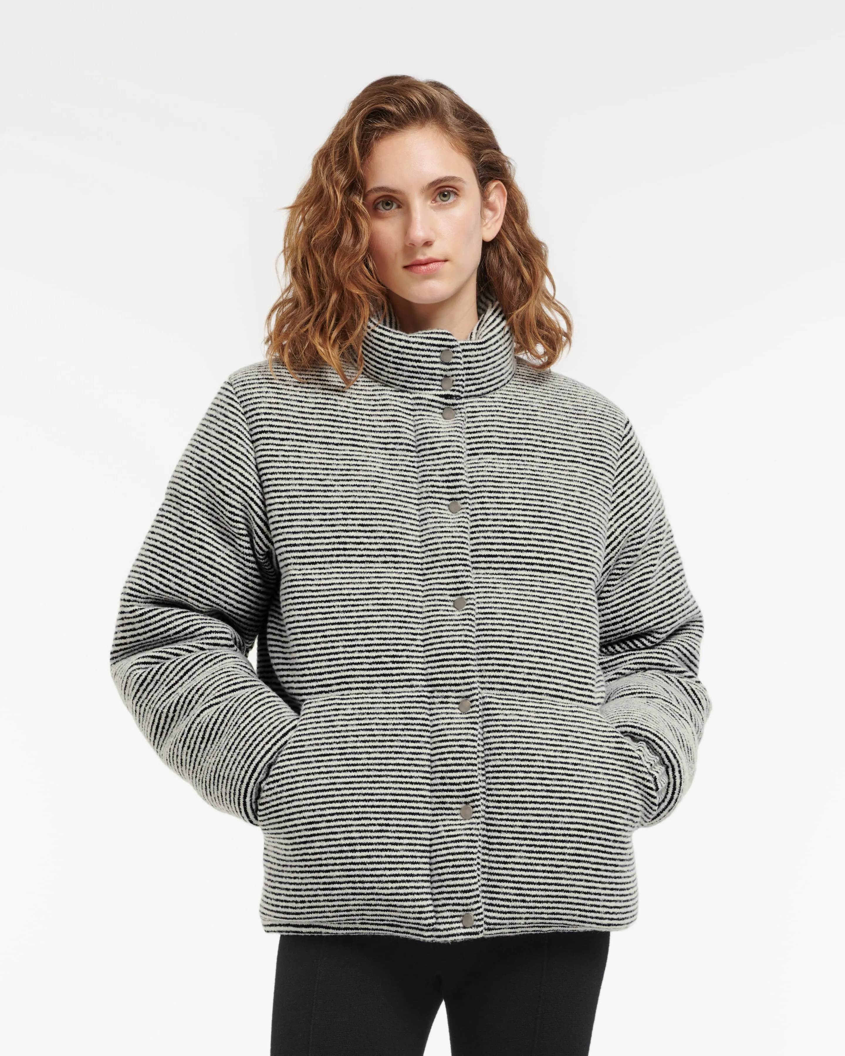 Doudoune à fines rayures en cachemire, laine et soie sold by Barrie product image thumbnail 3