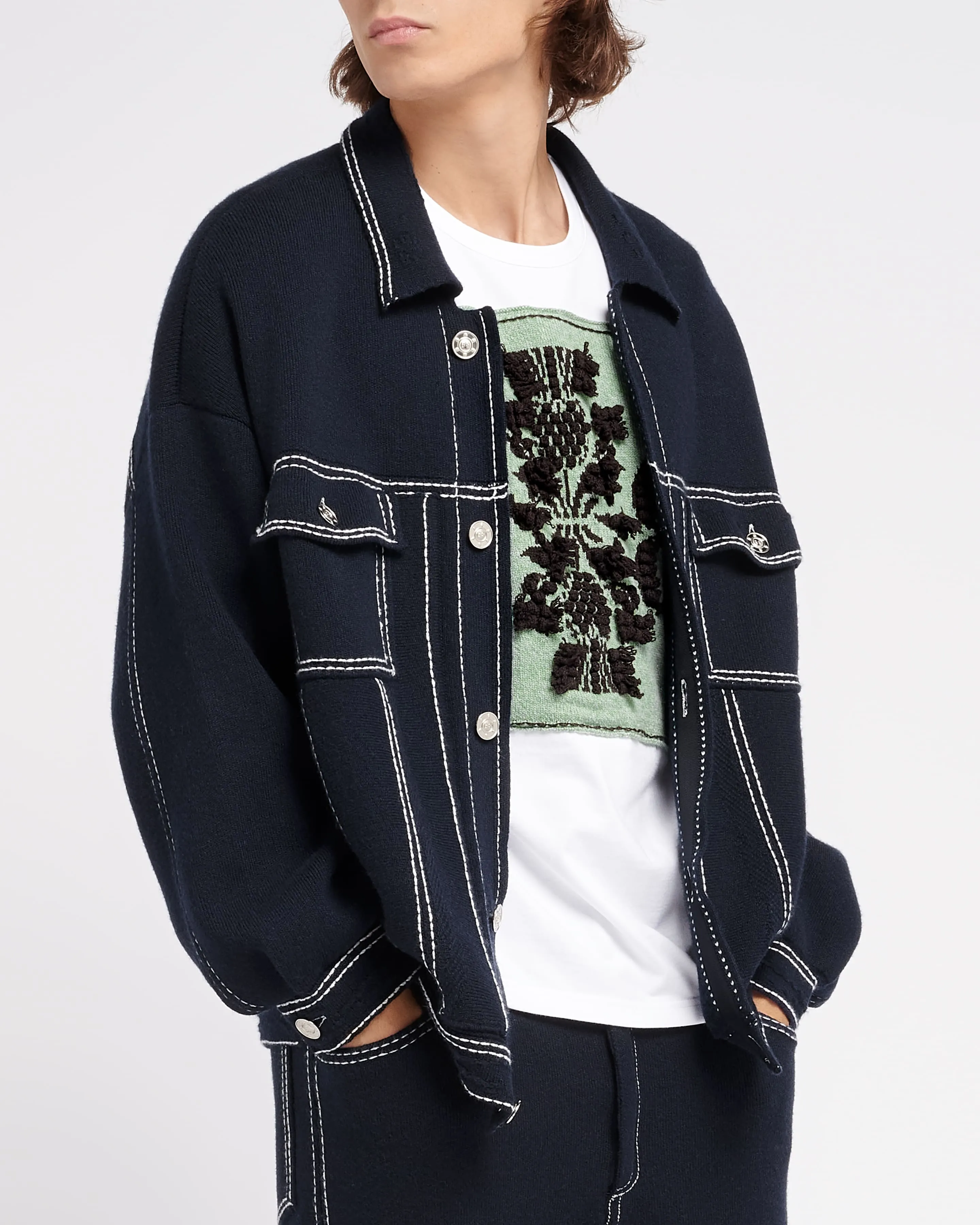 Veste Denim oversize en cachemire et coton sold by Barrie product image thumbnail 3