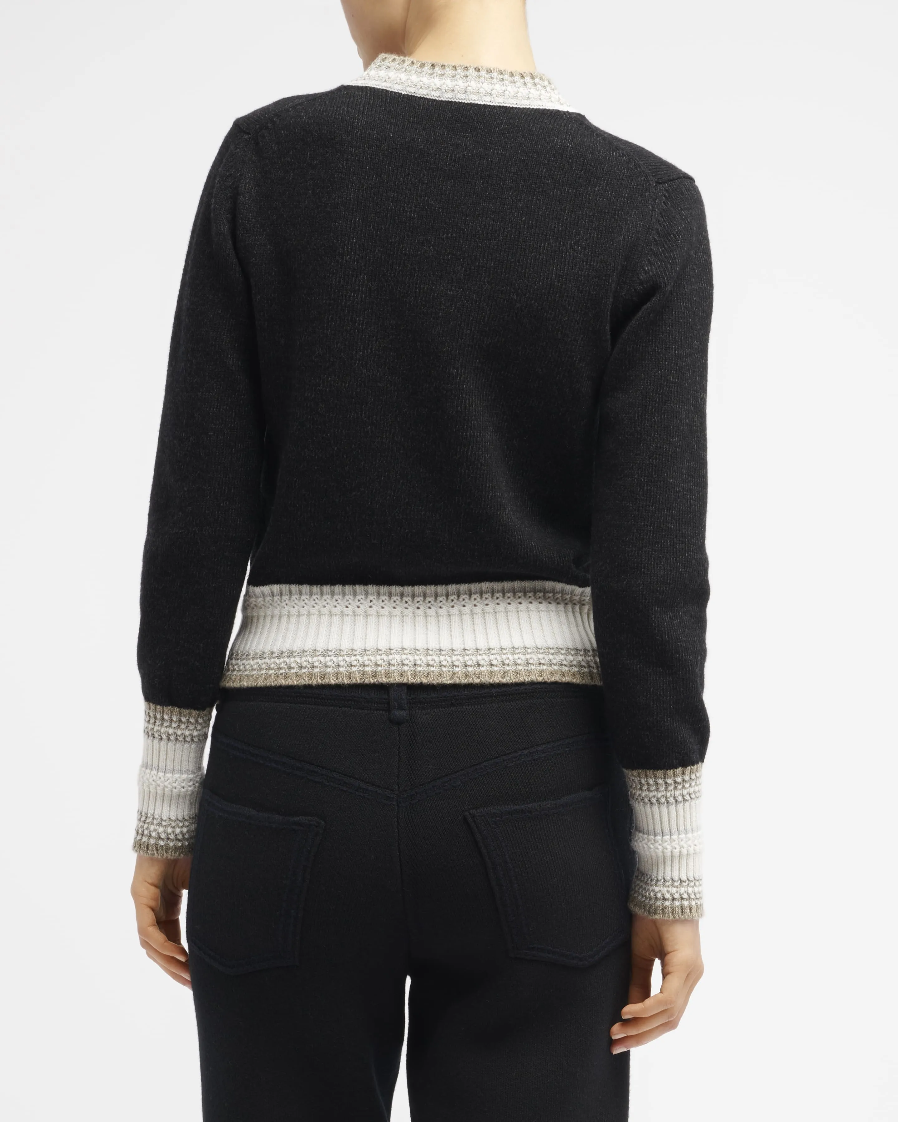 Pull chiné col V en cachemire sold by Barrie product image thumbnail 4