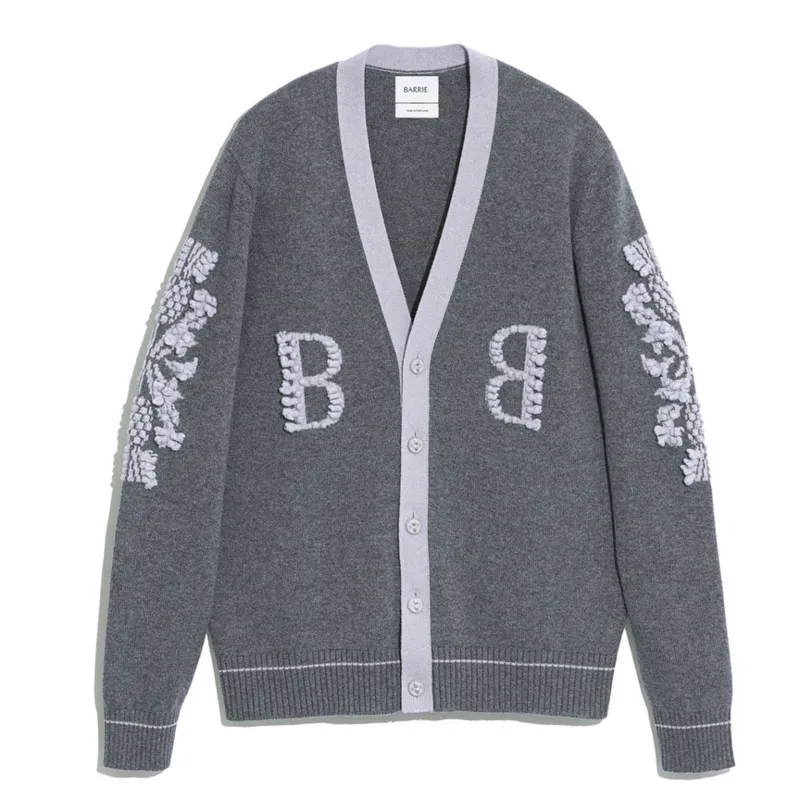 Cardigan col V logo B en cachemire made by Barrie
