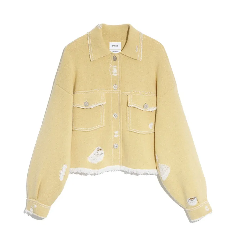 Veste Denim à franges en cachemire et coton made by Barrie