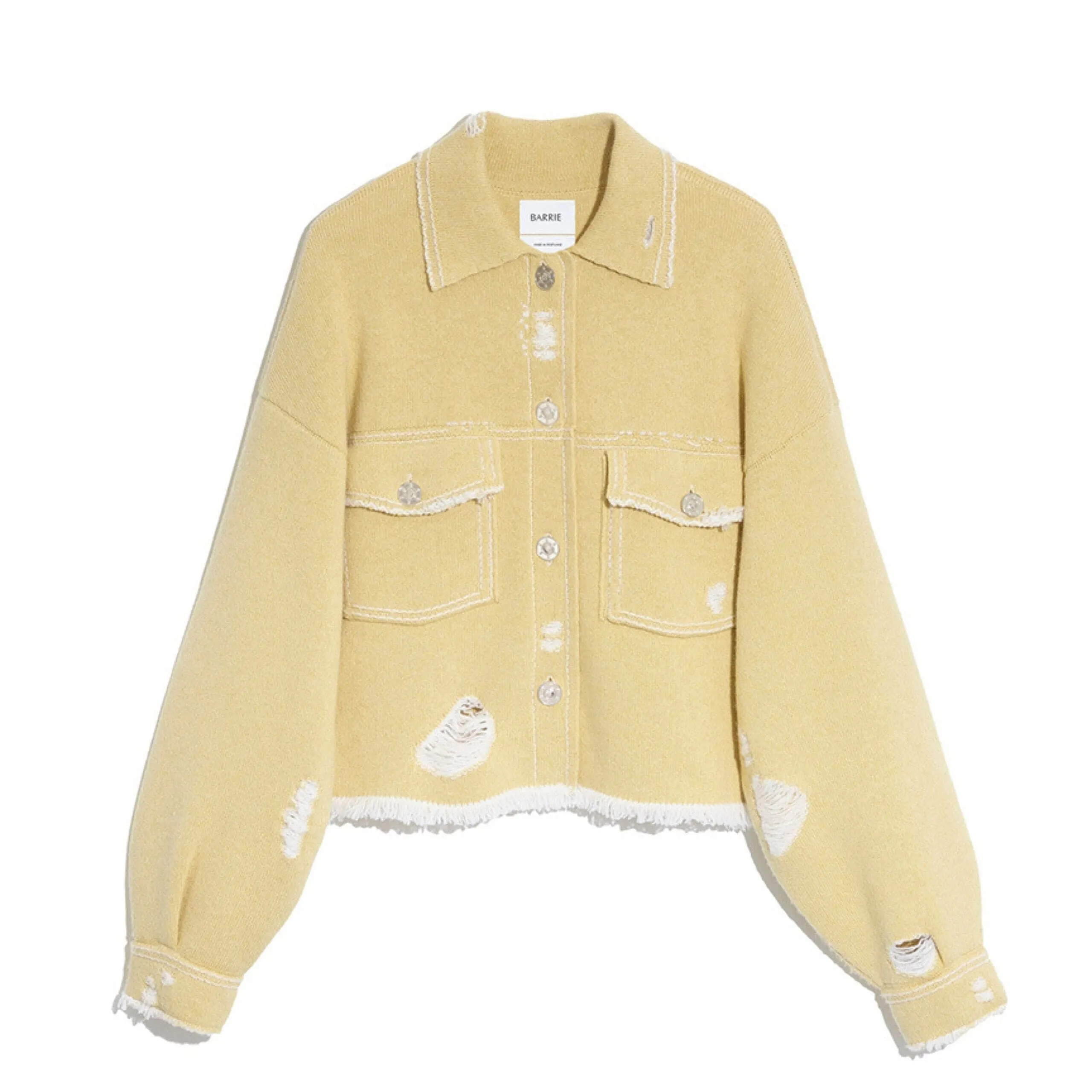 Veste Denim à franges en cachemire et coton sold by Barrie