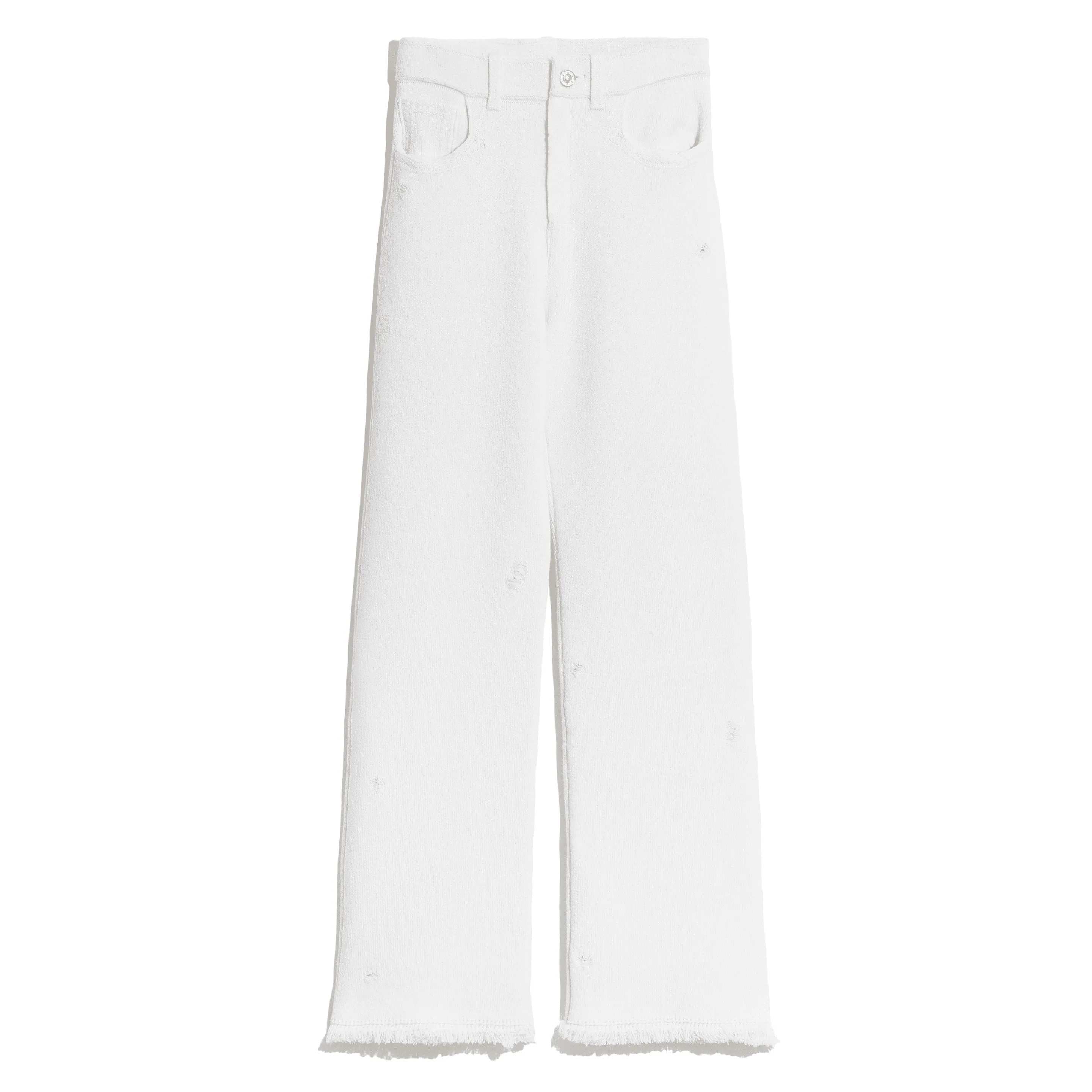 Pantalon Denim à franges en cachemire et coton sold by Barrie