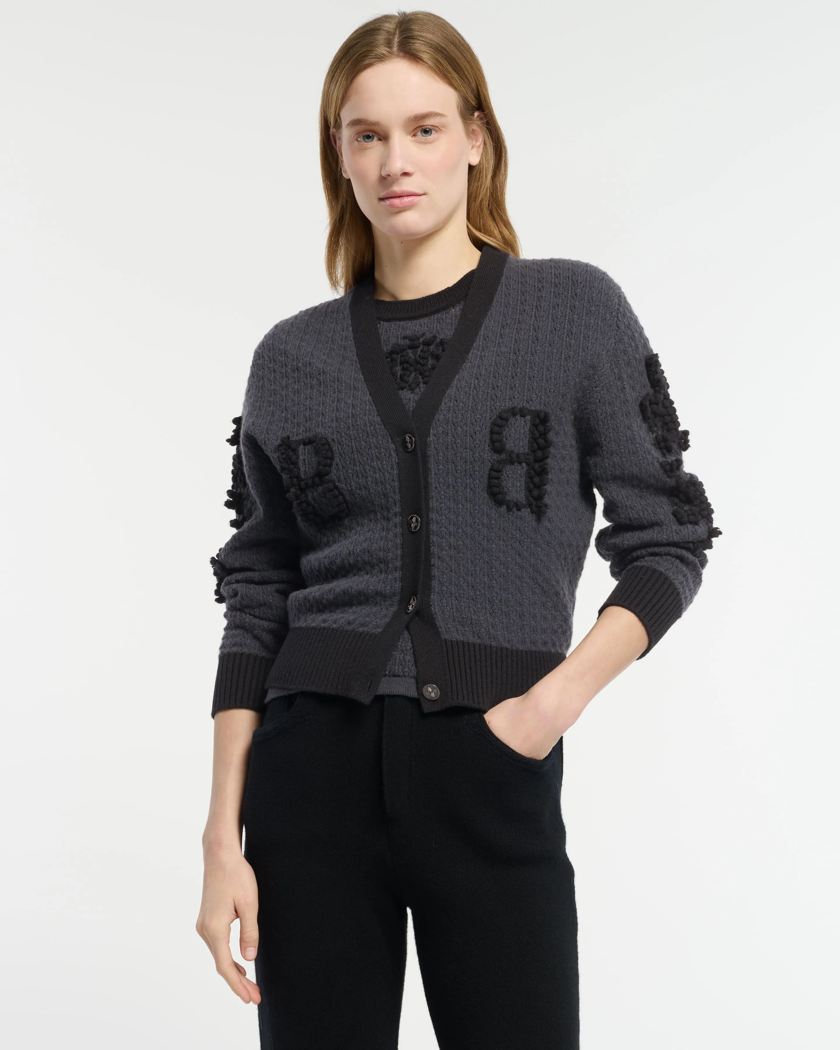 Cardigan en dentelle cachemire avec logo B sold by Barrie product image thumbnail 3