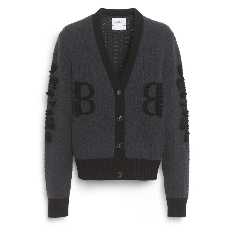 Cardigan en dentelle cachemire avec logo B made by Barrie