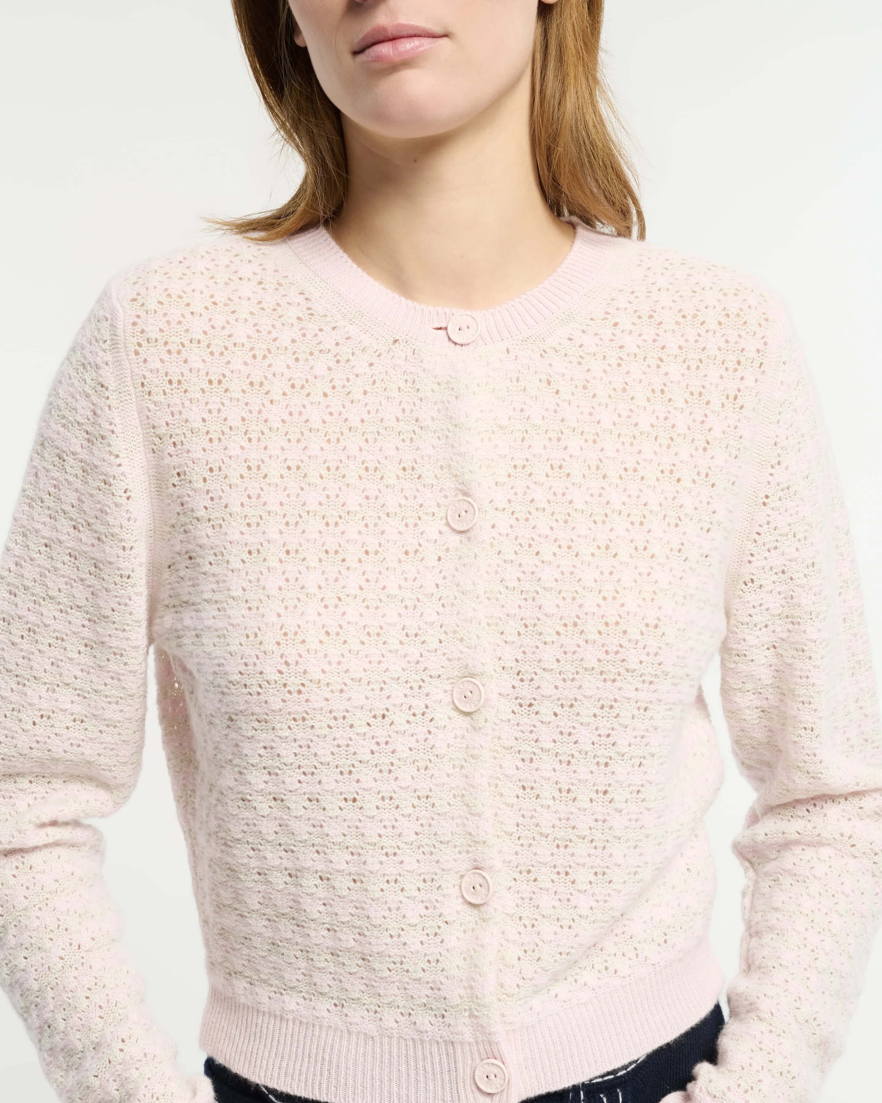 Cardigan à rayures en dentelle cachemire sold by Barrie product image thumbnail 2