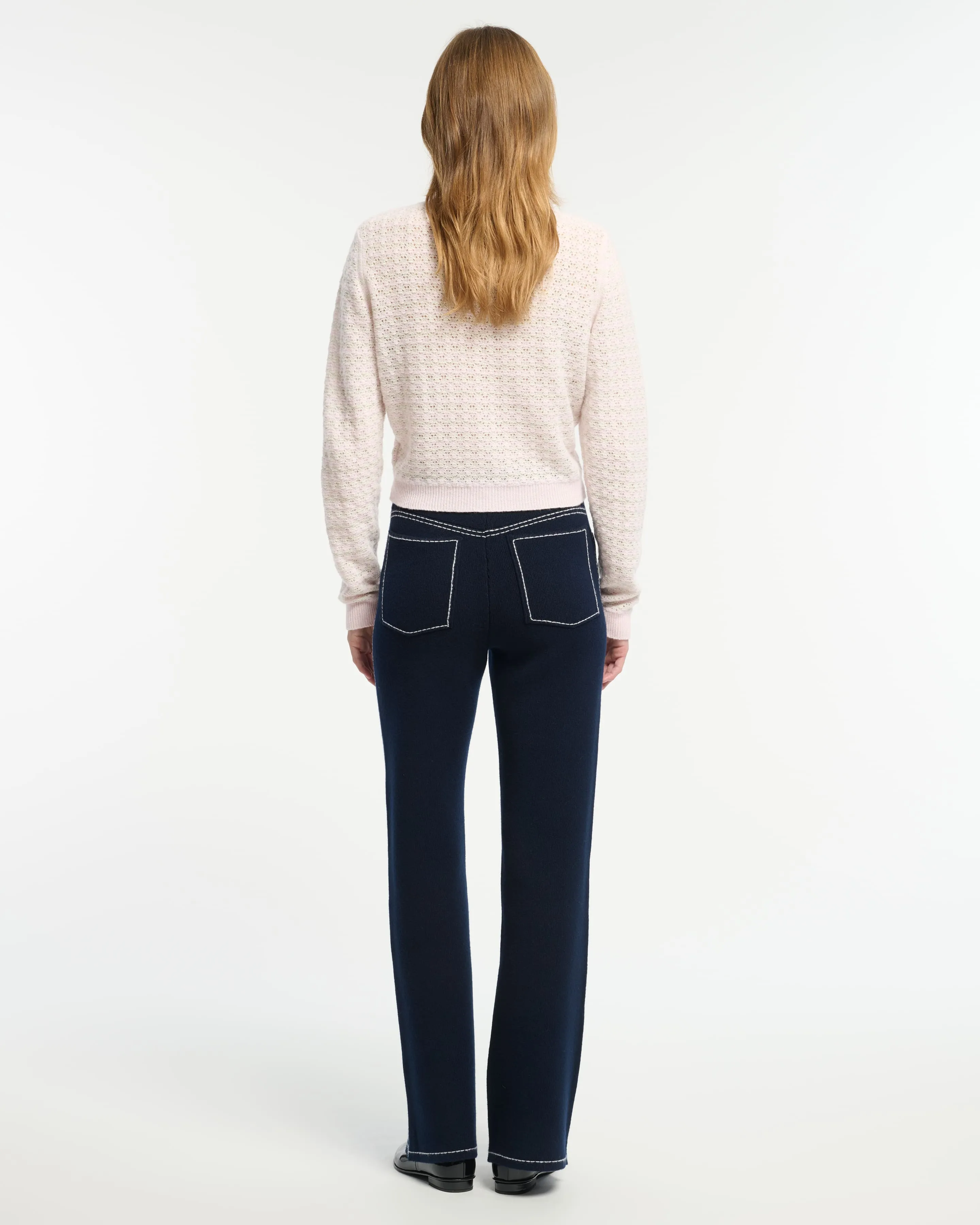 Cardigan à rayures en dentelle cachemire sold by Barrie product image thumbnail 5