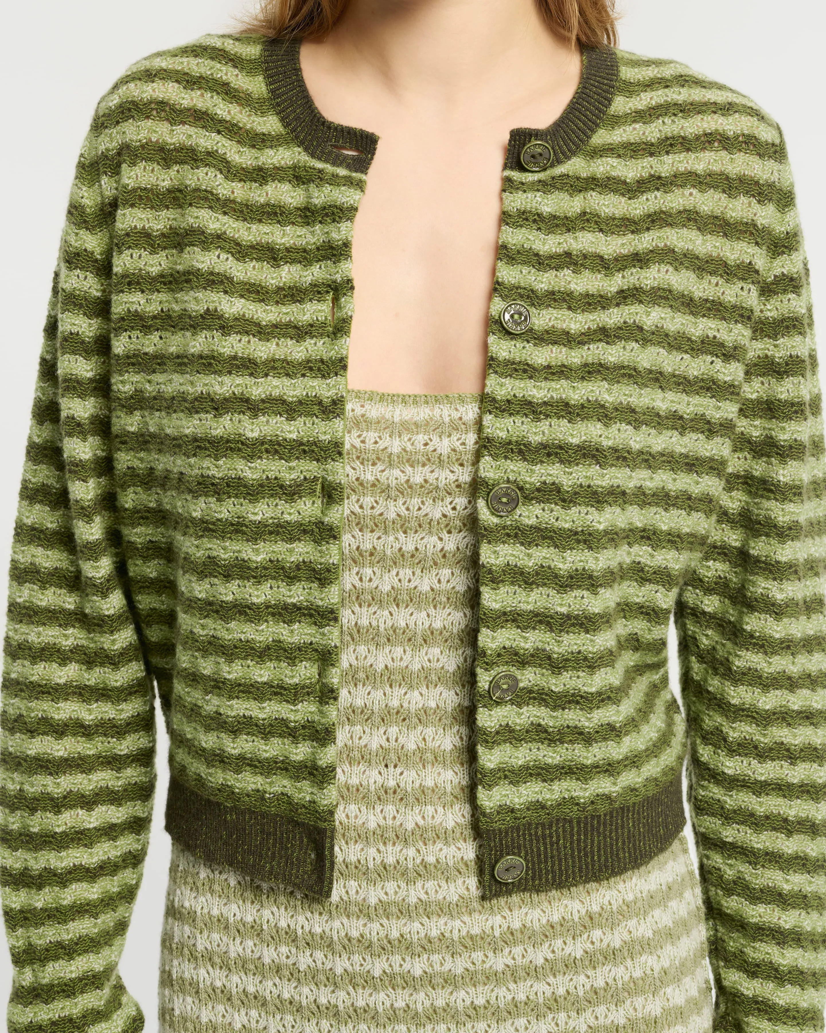 Cardigan à rayures en dentelle cachemire sold by Barrie product image thumbnail 2