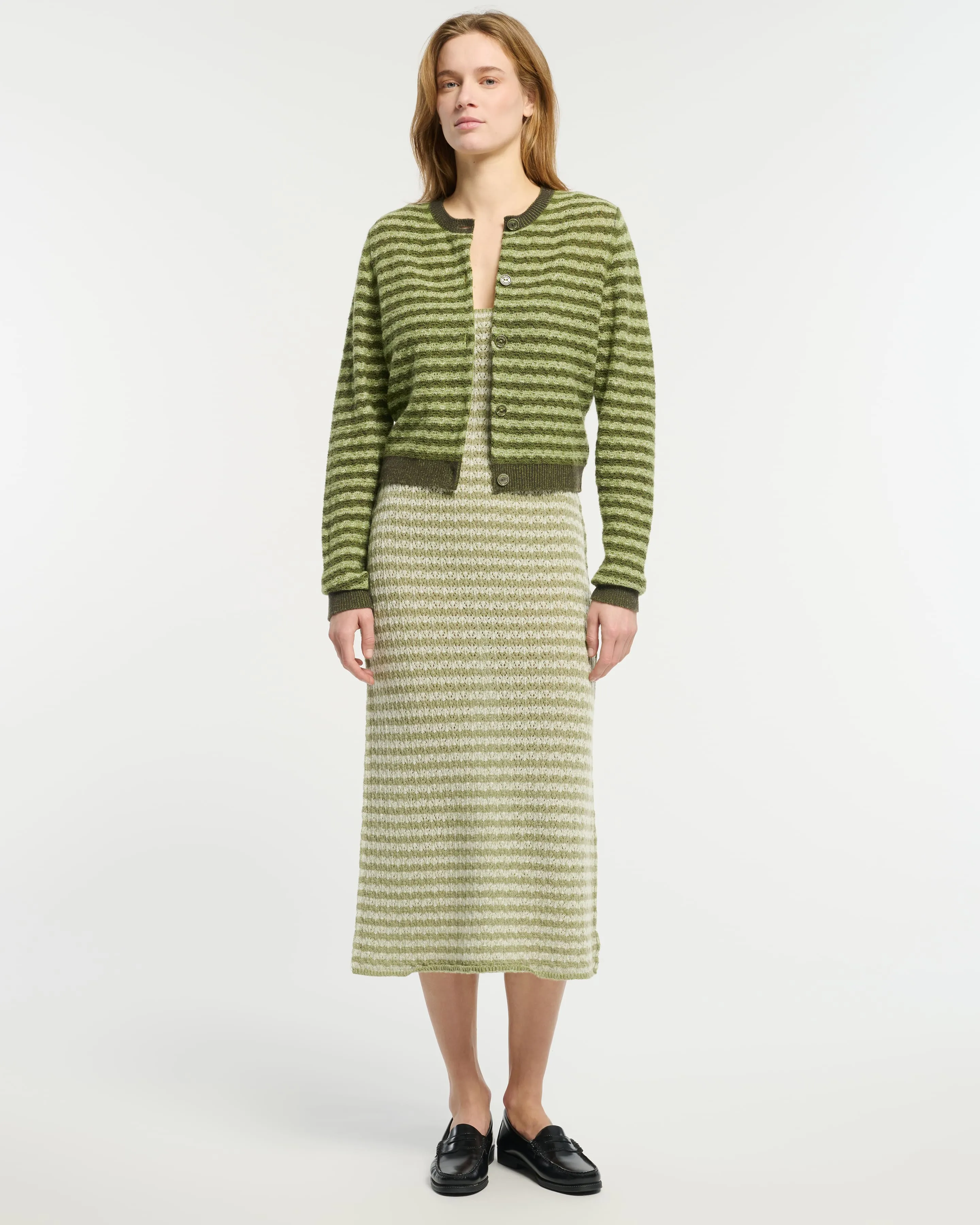 Cardigan à rayures en dentelle cachemire sold by Barrie product image thumbnail 3