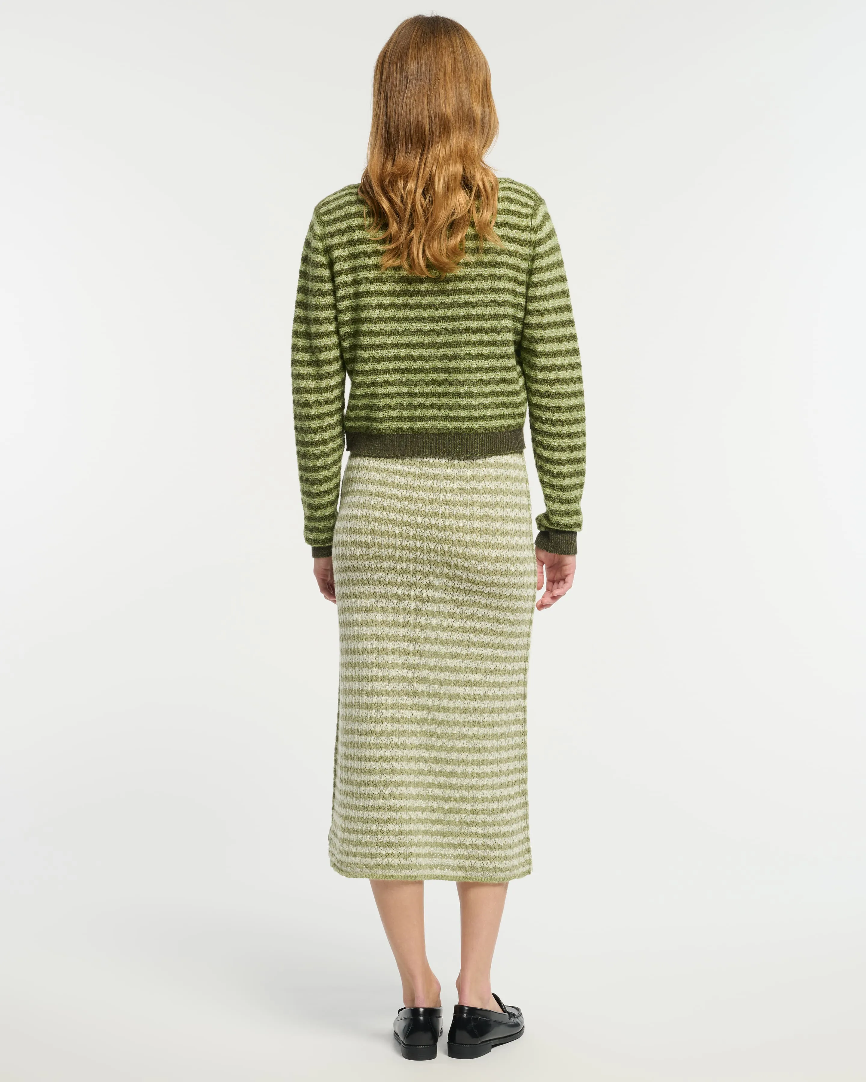 Cardigan à rayures en dentelle cachemire sold by Barrie product image thumbnail 4