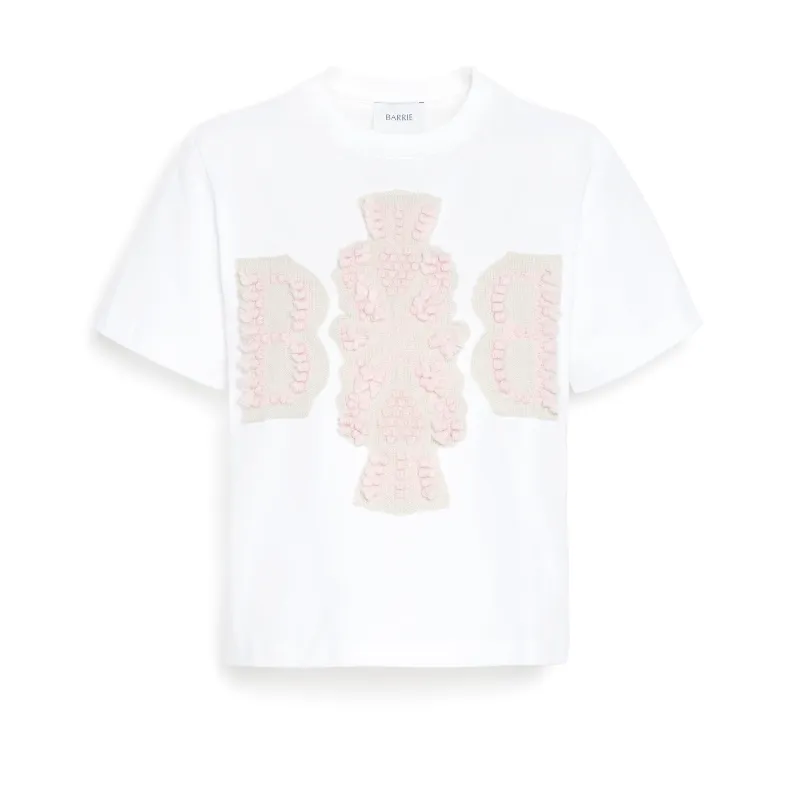 T-Shirt court avec logo B en cachemire made by Barrie