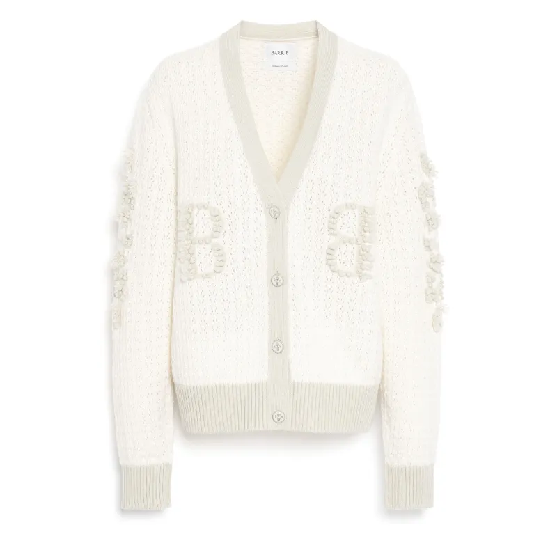 Cardigan en dentelle cachemire avec logo B made by Barrie
