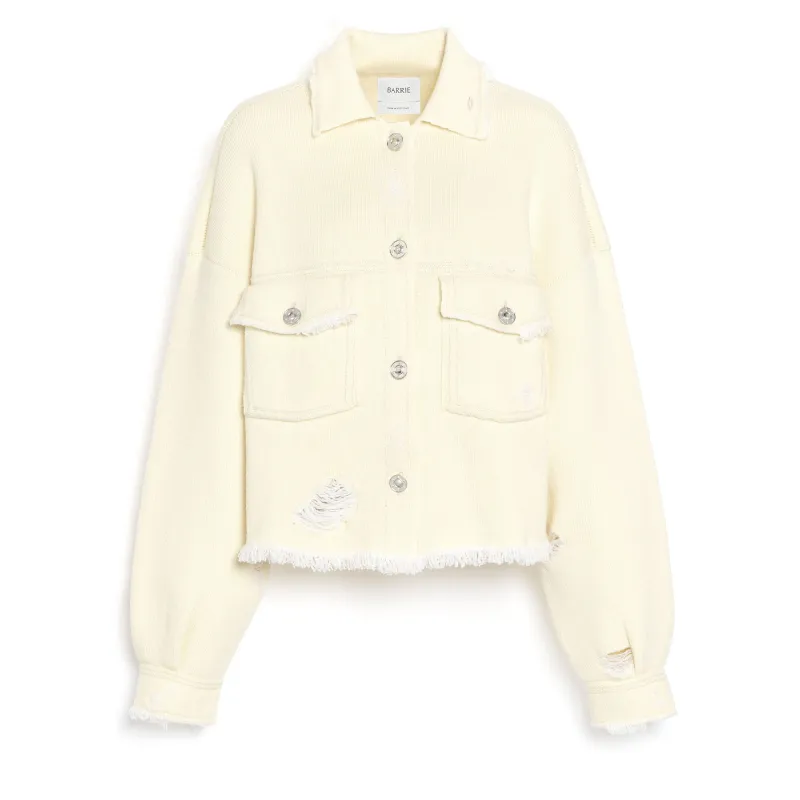 Veste Denim à franges en cachemire et coton made by Barrie
