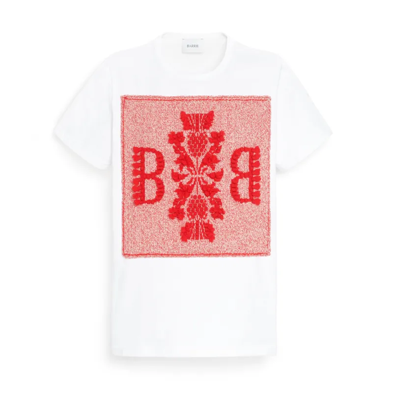 T-Shirt avec patch logo B en dentelle cachemire made by Barrie