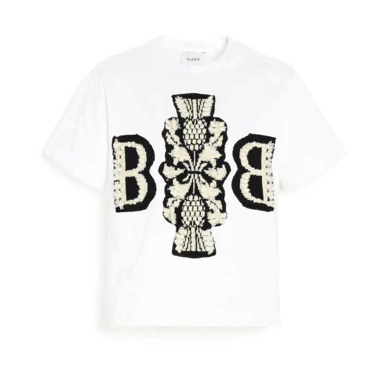 T-Shirt court avec logo B en cachemire made by Barrie
